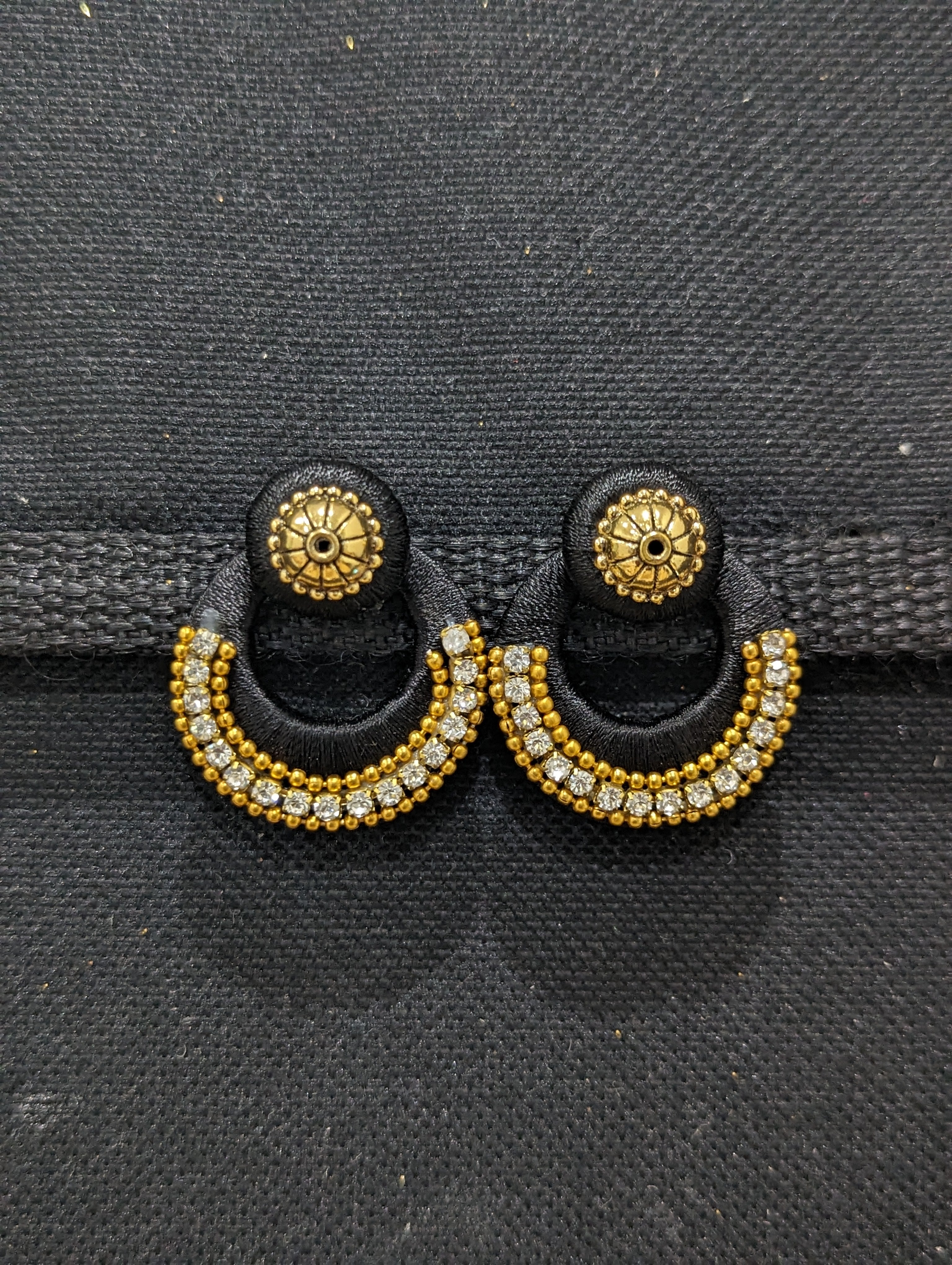 Silk thread Black Jhumka with Gold Plated Stud Earring by Nishna Designs