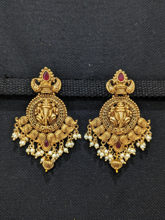 Ganesh ji Antique Large Chandblai Earrings