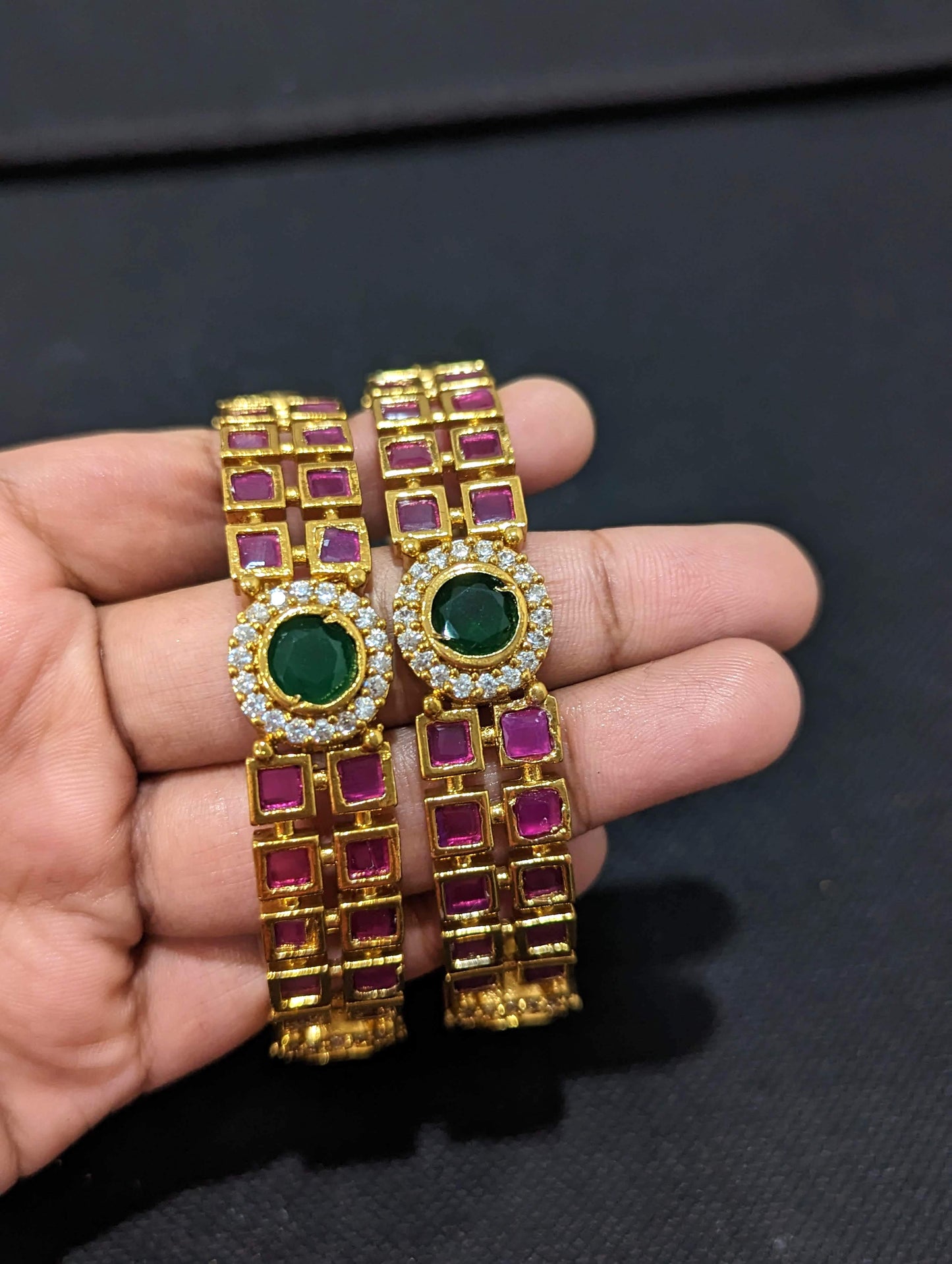 Antique gold plated CZ Traditional Bangles