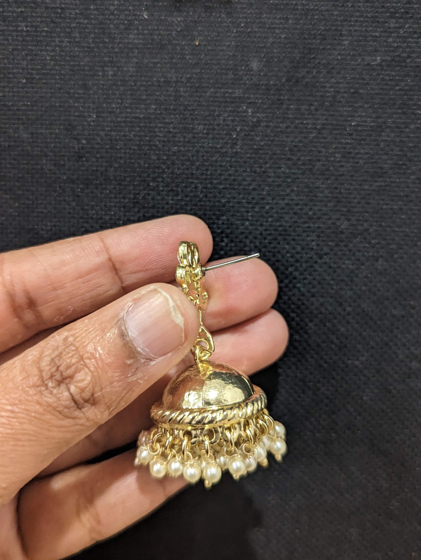 Kundan Stud Medium Jhumka Earrings