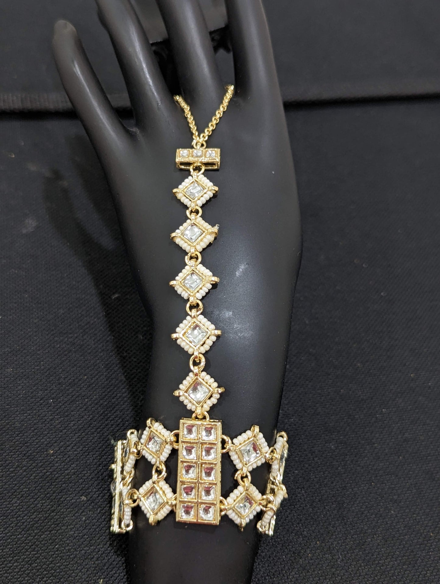 Kundan Haath Phool / Bracelet Ring Combo / Ring Chain Bracelet / Indian Bridal Jewelry