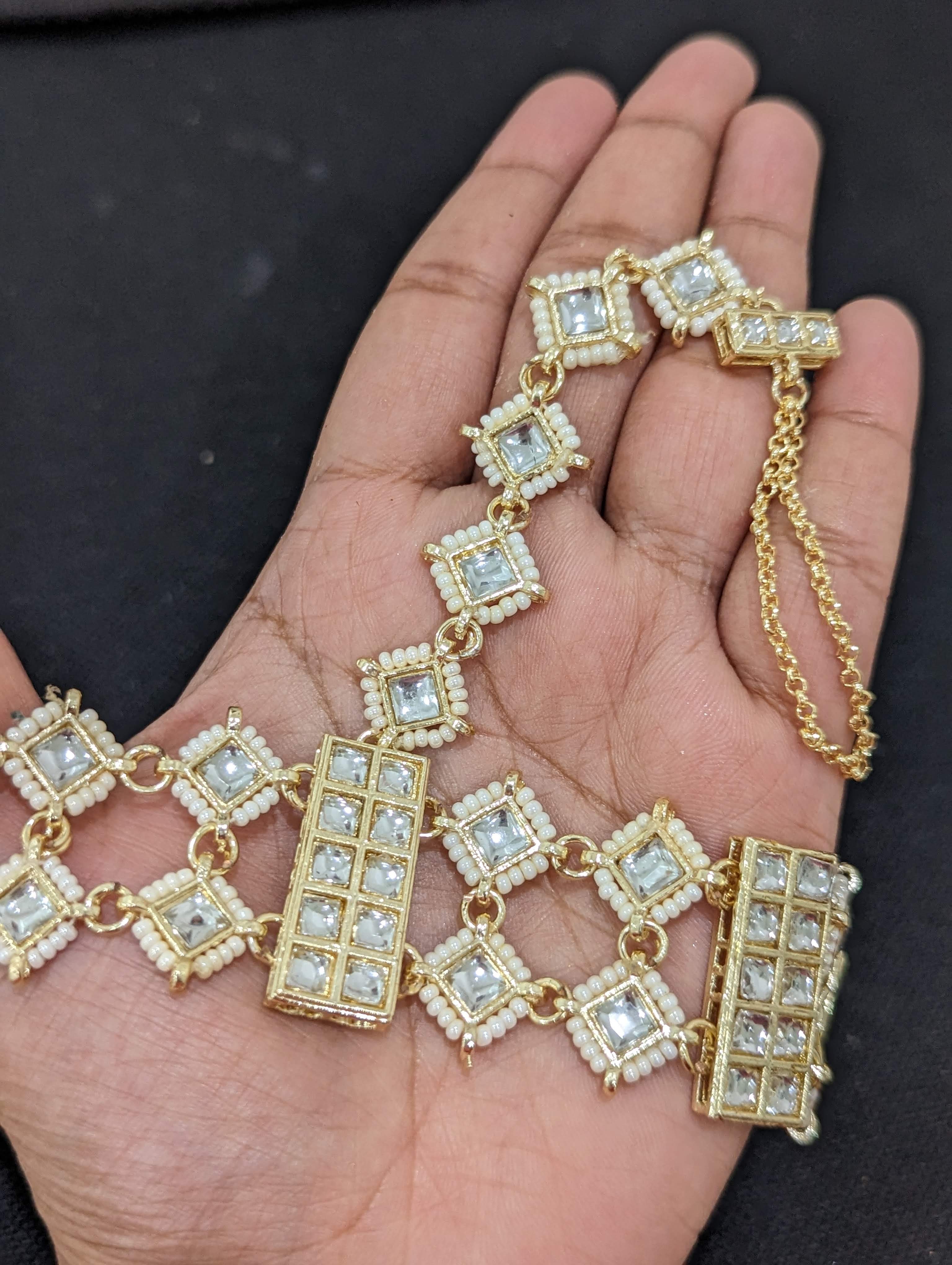 Buy Zaveri Pearls Green Stones Kundan & Pearls Ethnic Ring Bracelet -  ZPFK8713 Online