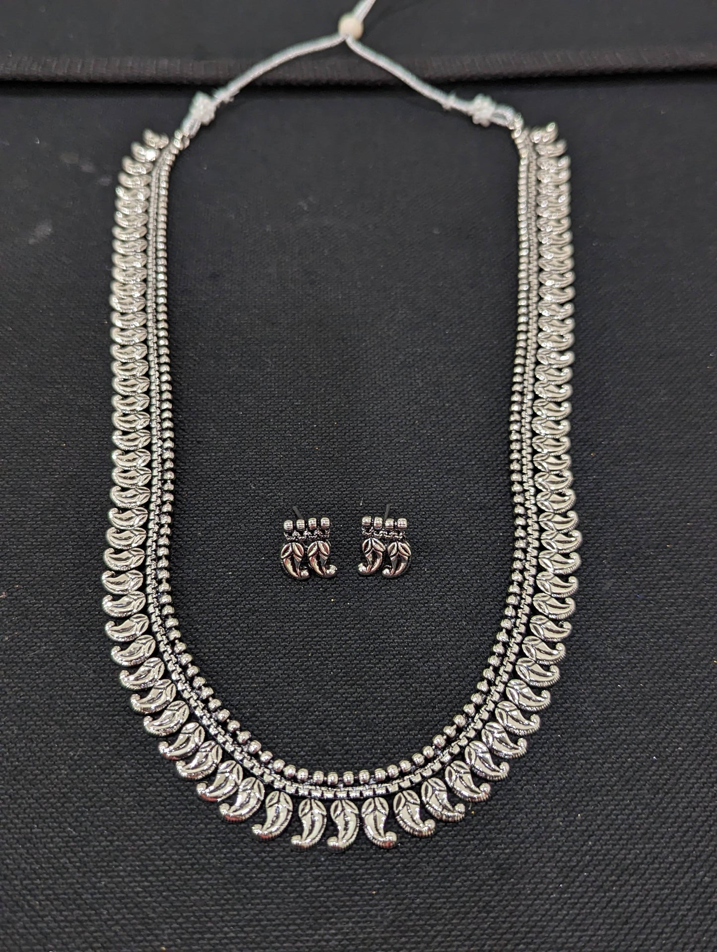 Oxidized silver Mango design necklace and earrings set