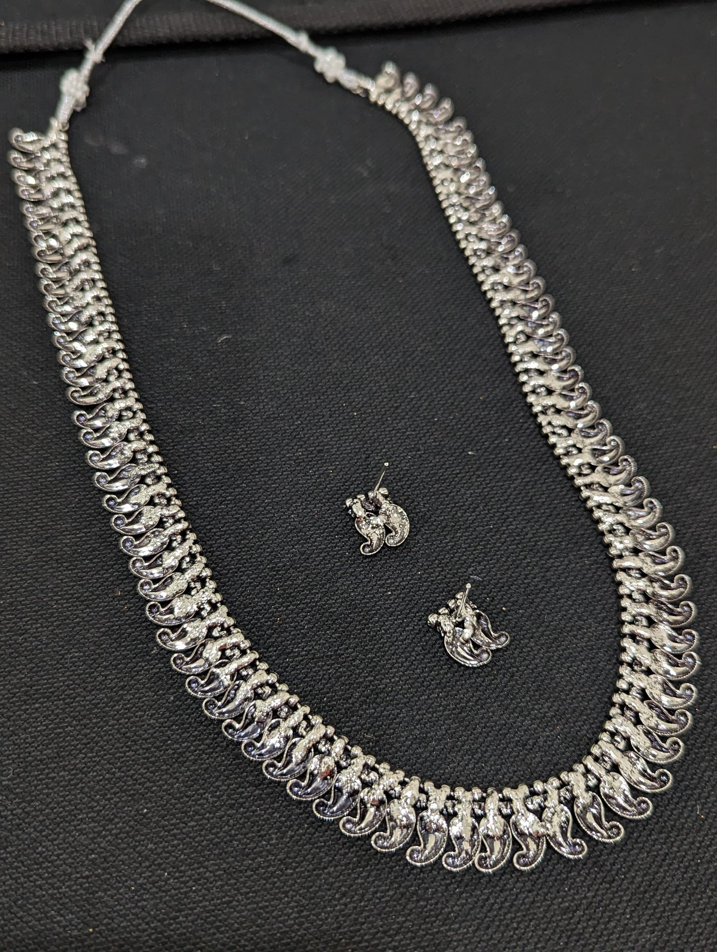 Oxidized silver Mango design necklace and earrings set