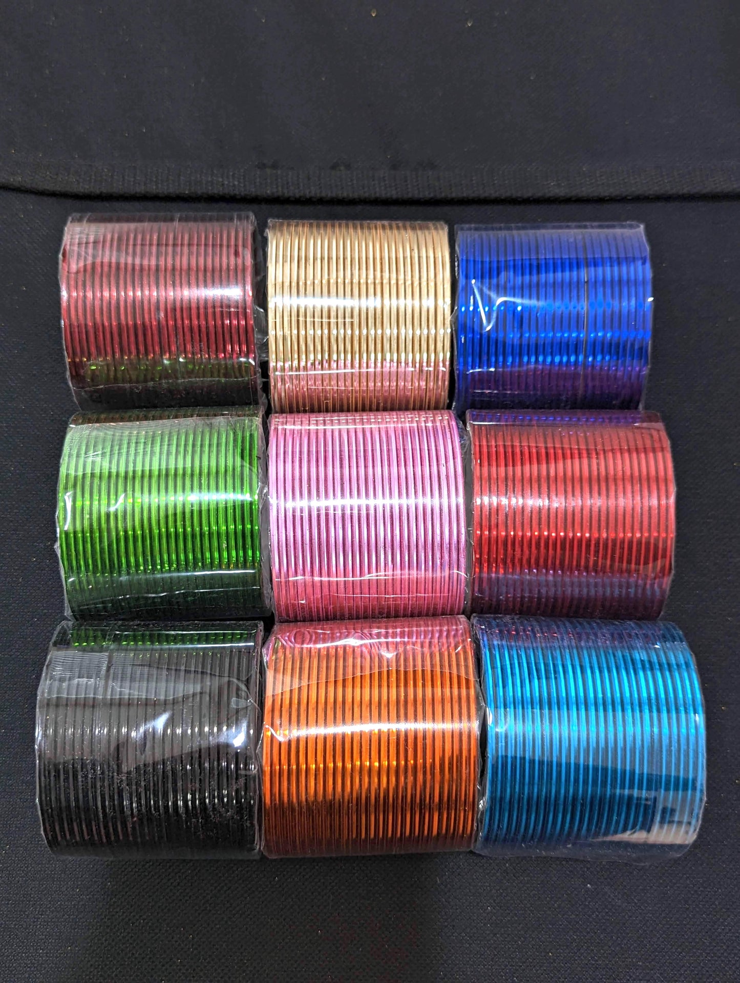 Colorful Shiny Plain Metal Bangles - 2 dozen