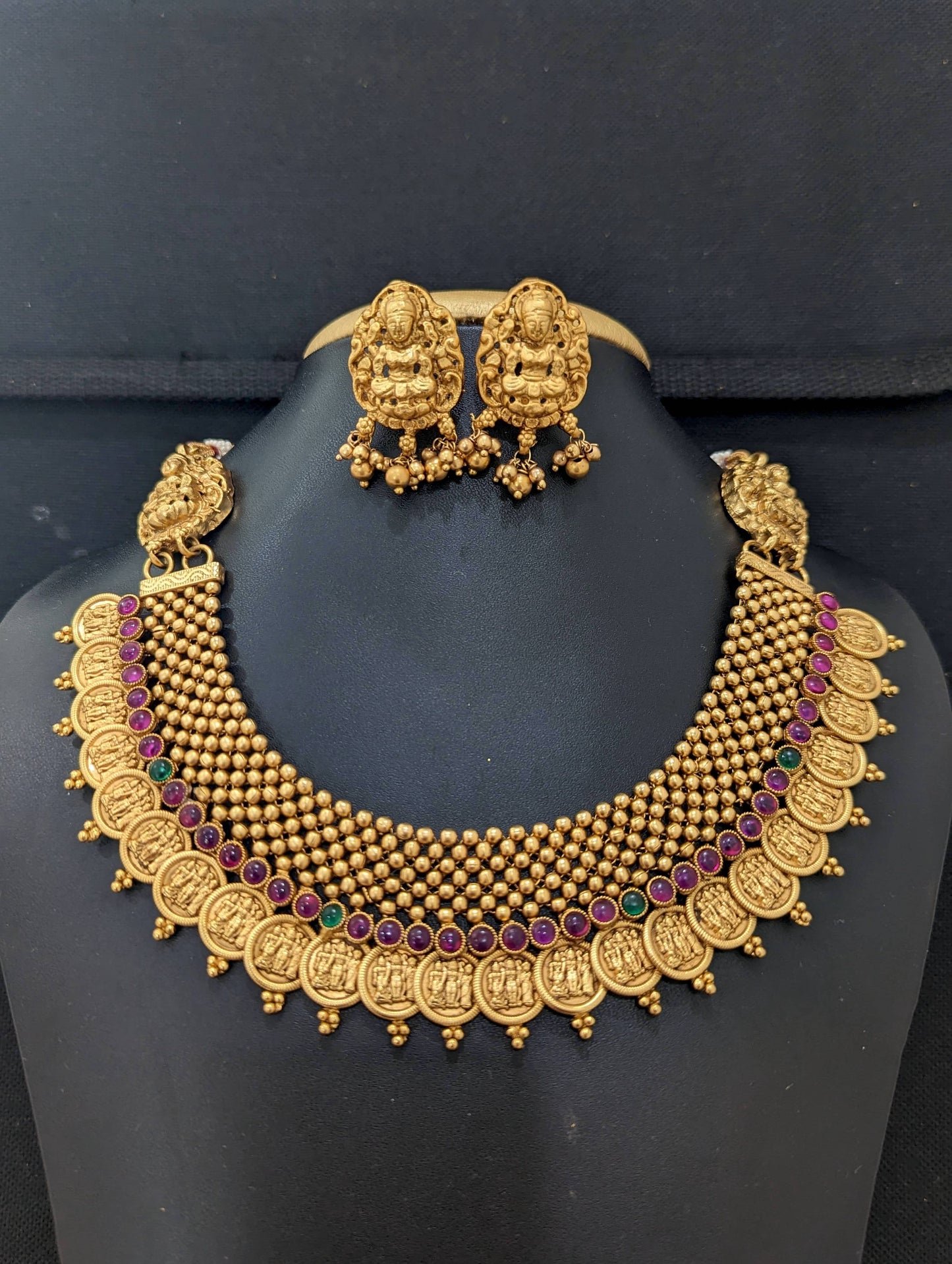 Ram Parivar Broad Choker Necklace and Earrings set