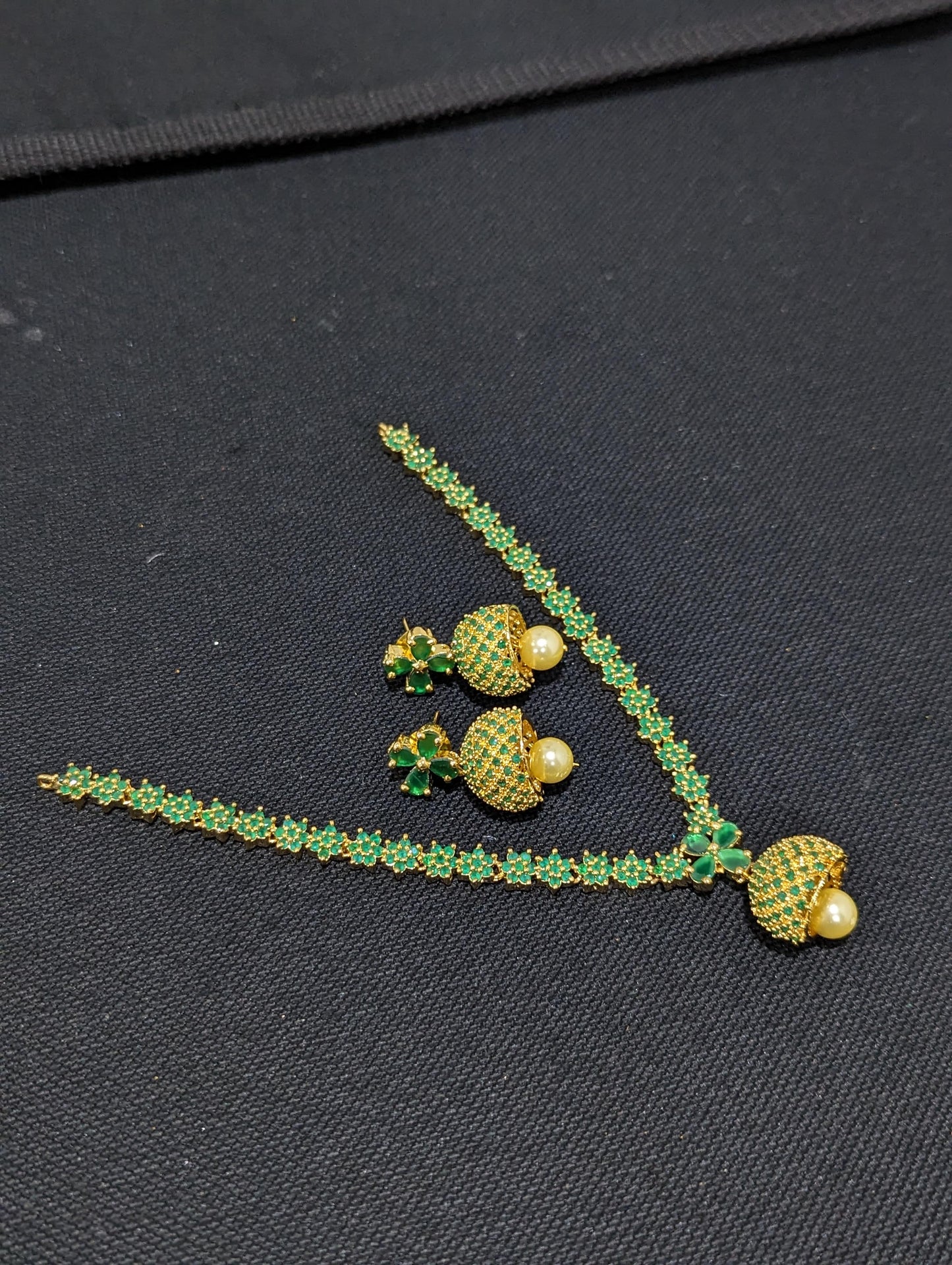 Jhumka dangle CZ stone choker necklace and Earrings set