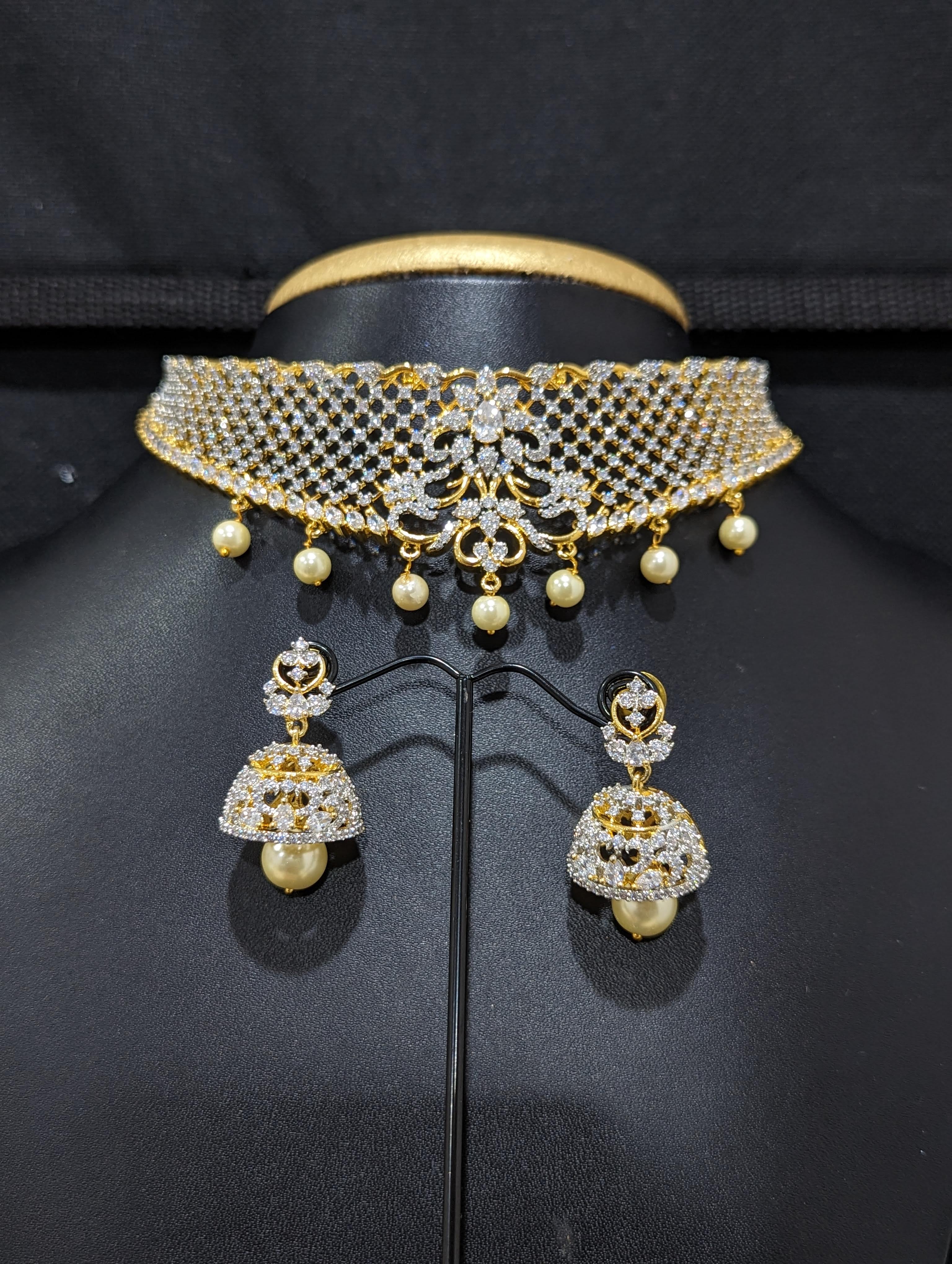 Buy Antique Gold Plated Laasya Choker Earrings Set | Tarinika