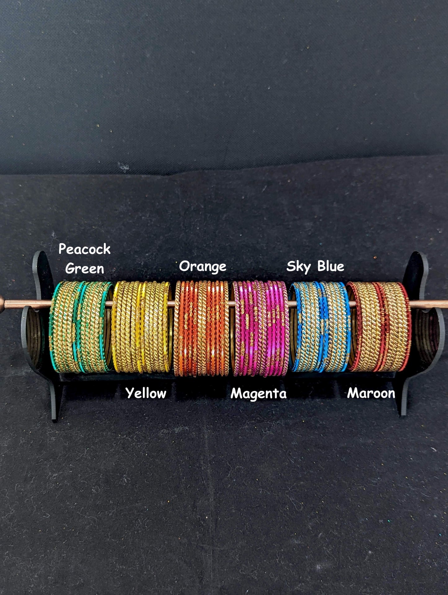 Colorful Thin Metal Bangles -1 dozen - Kids size