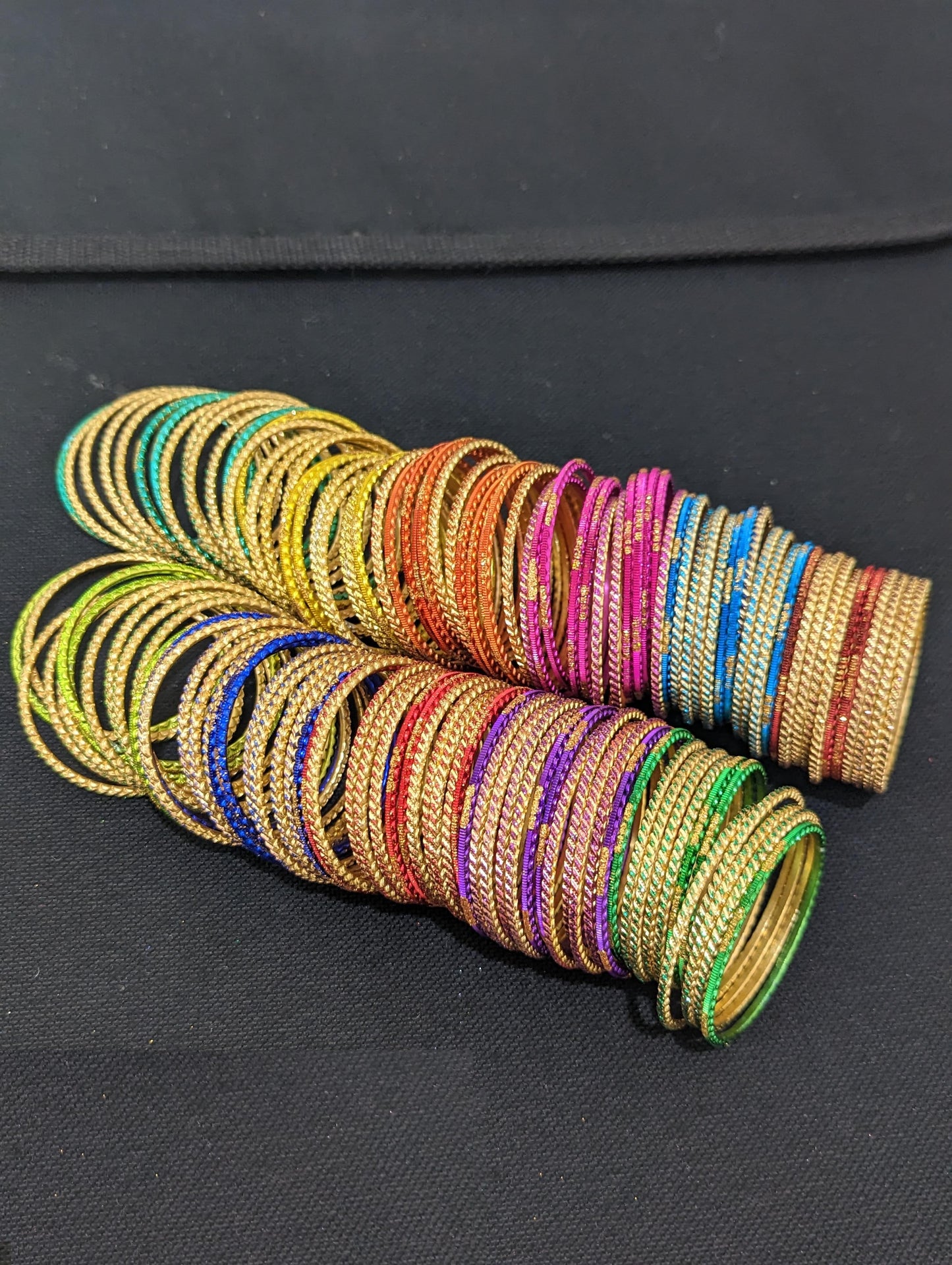 Colorful Thin Metal Bangles -1 dozen - Kids size