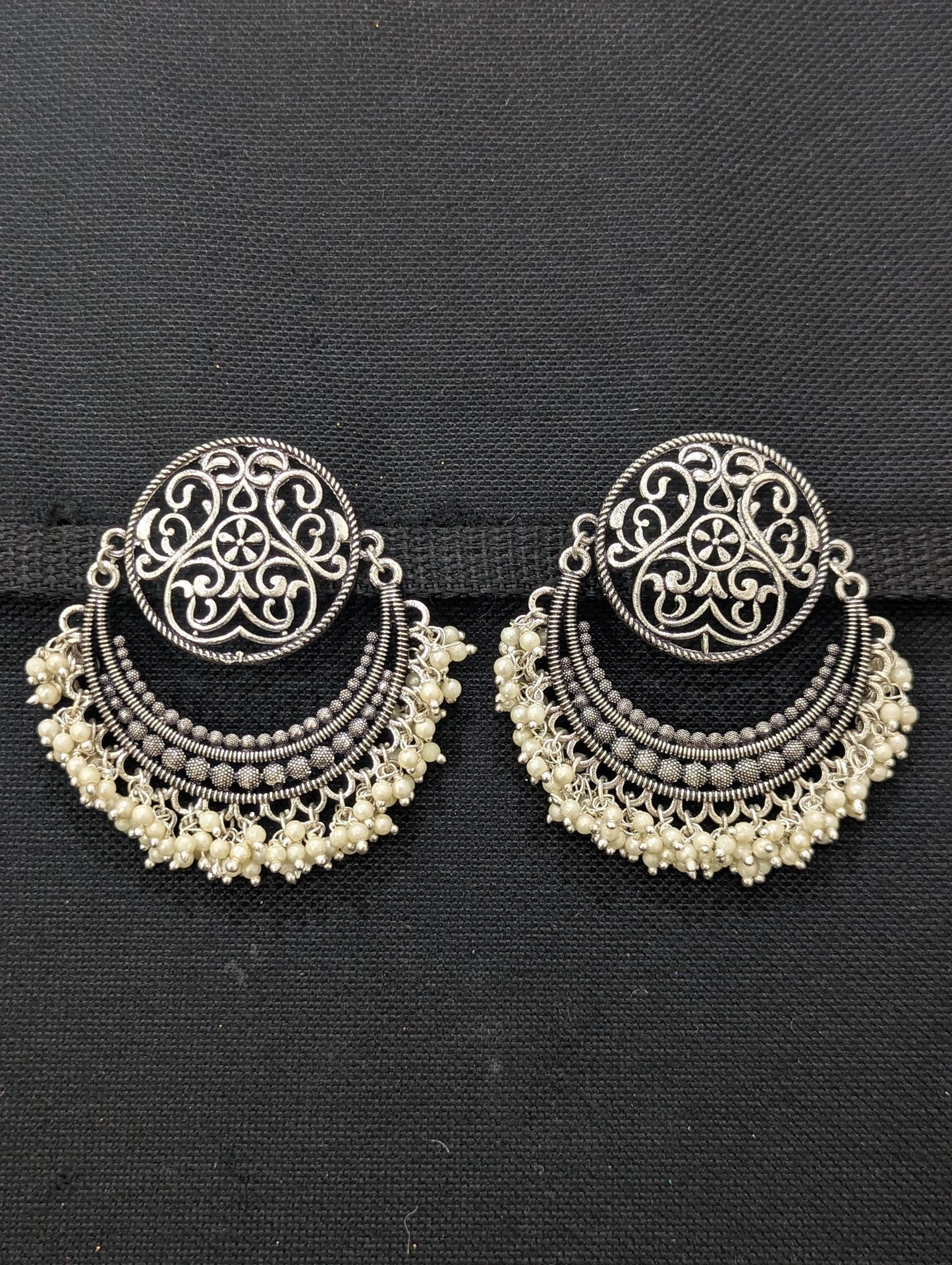 Pearl cluster dangle XL Chandbali Earrings