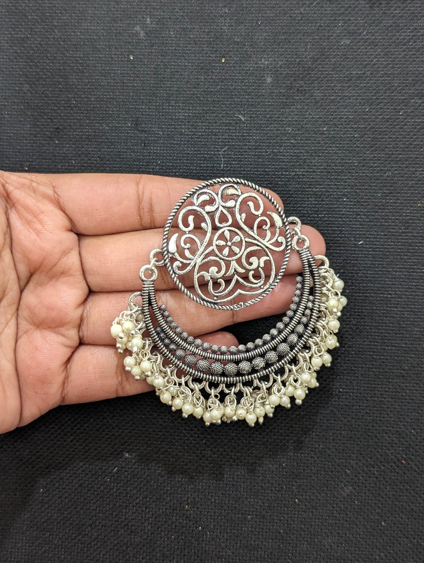 Pearl cluster dangle XL Chandbali Earrings