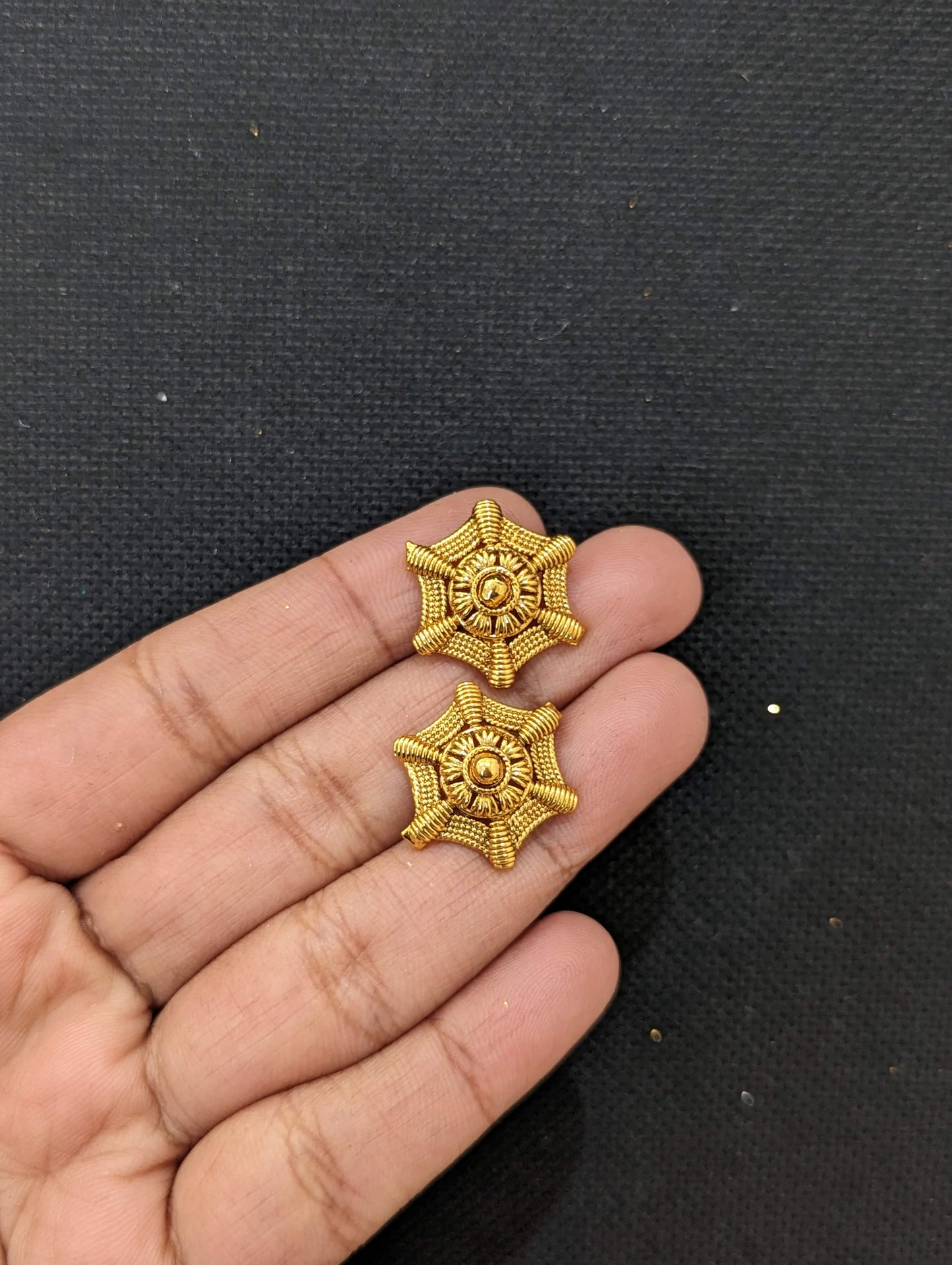 Hexagon gold plated stud earrings