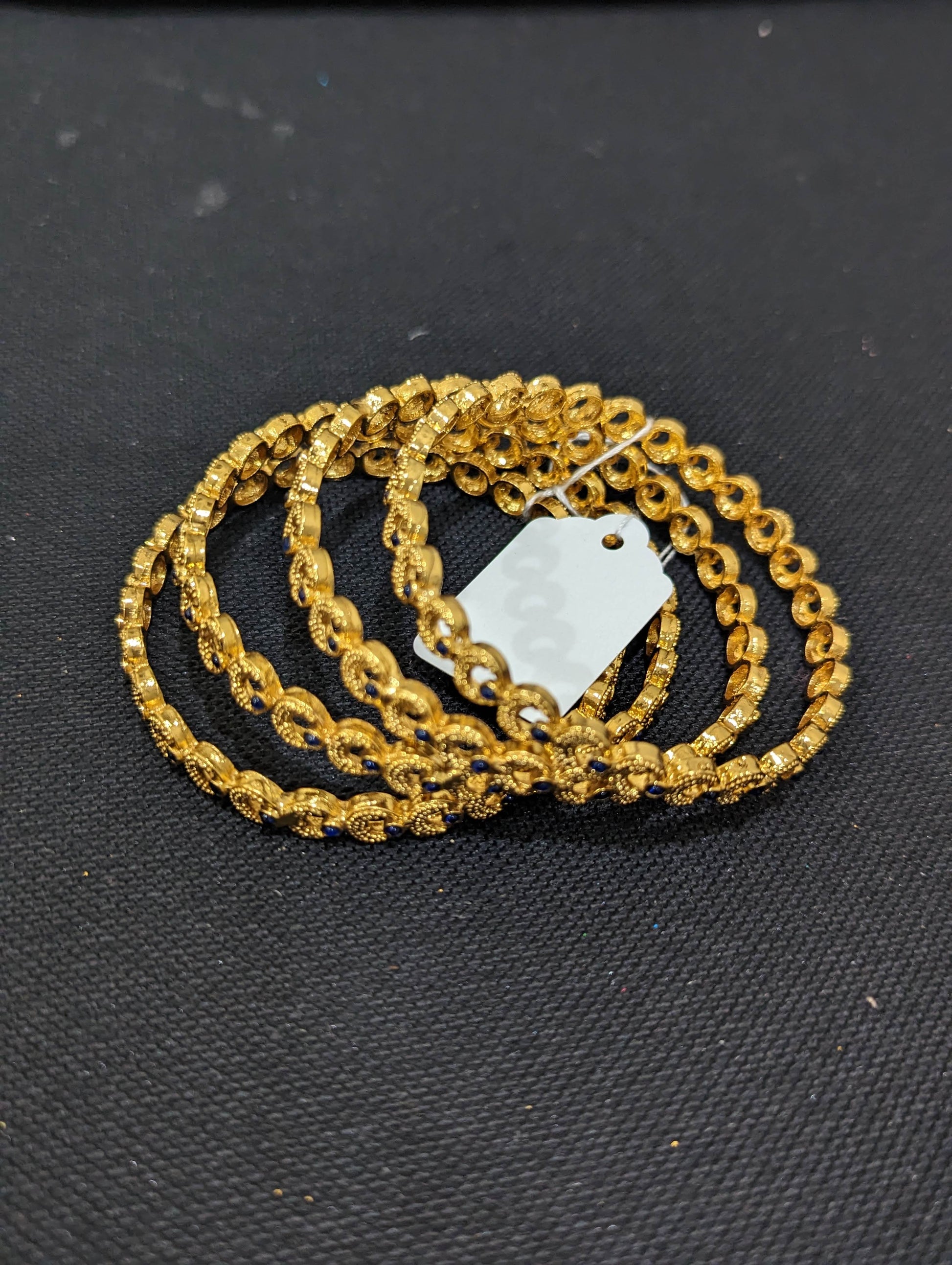 Blue kemp stone gold plated bangles - Set of 4 bangles - Simpliful