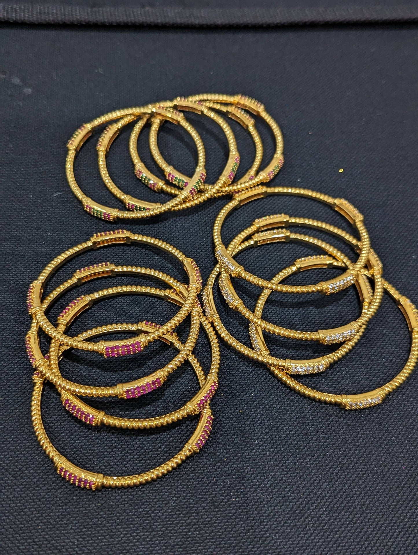 Alternate Rectangle design CZ bangles - Set of 4