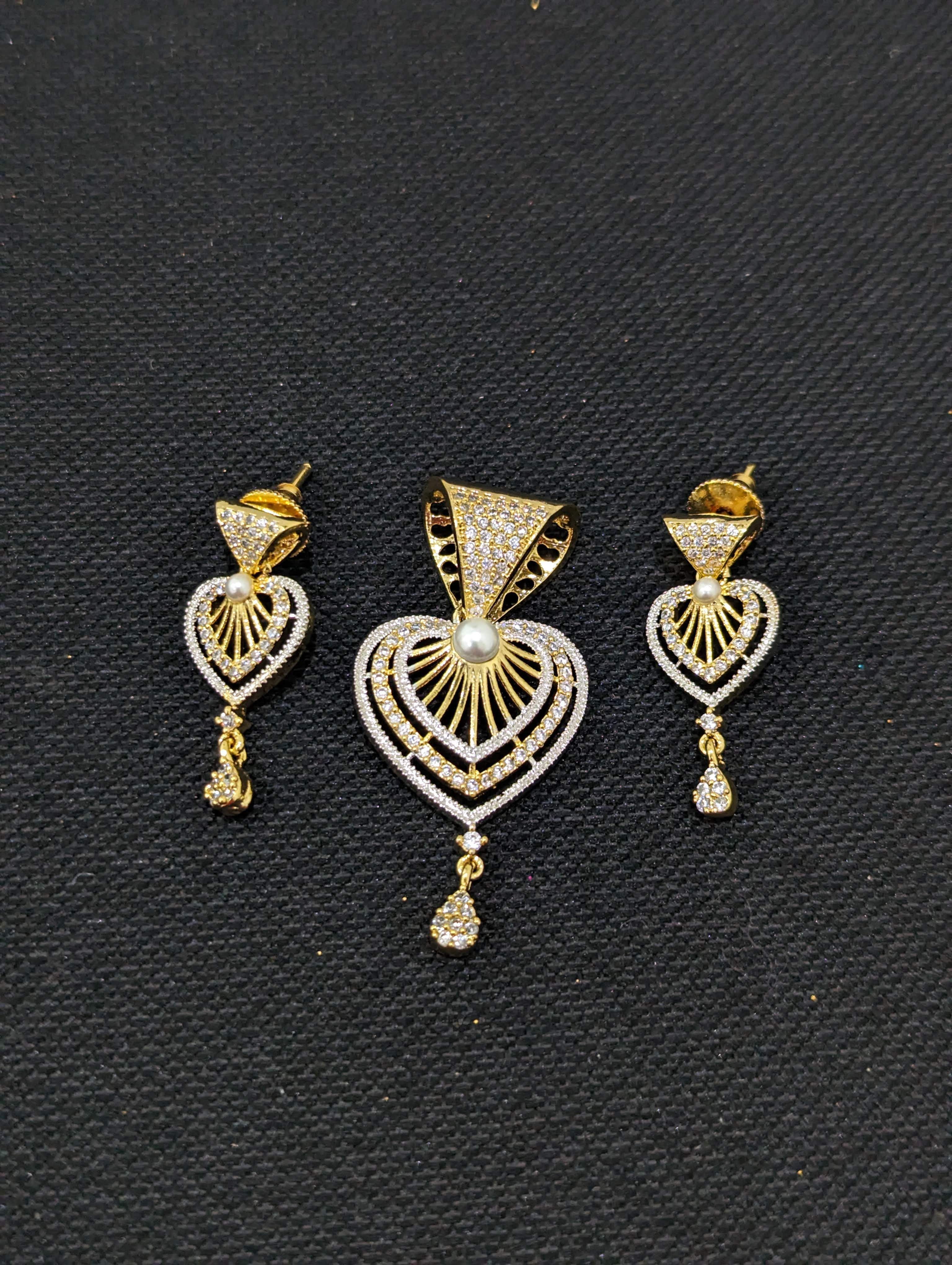 Rubans 925 Silver, 18K Gold Plated Layered Heart Motif Stud Earrings.