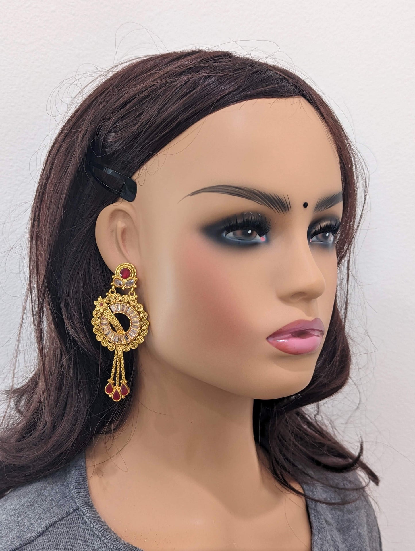 Chakri design stylish Gold plated Polki Earrings