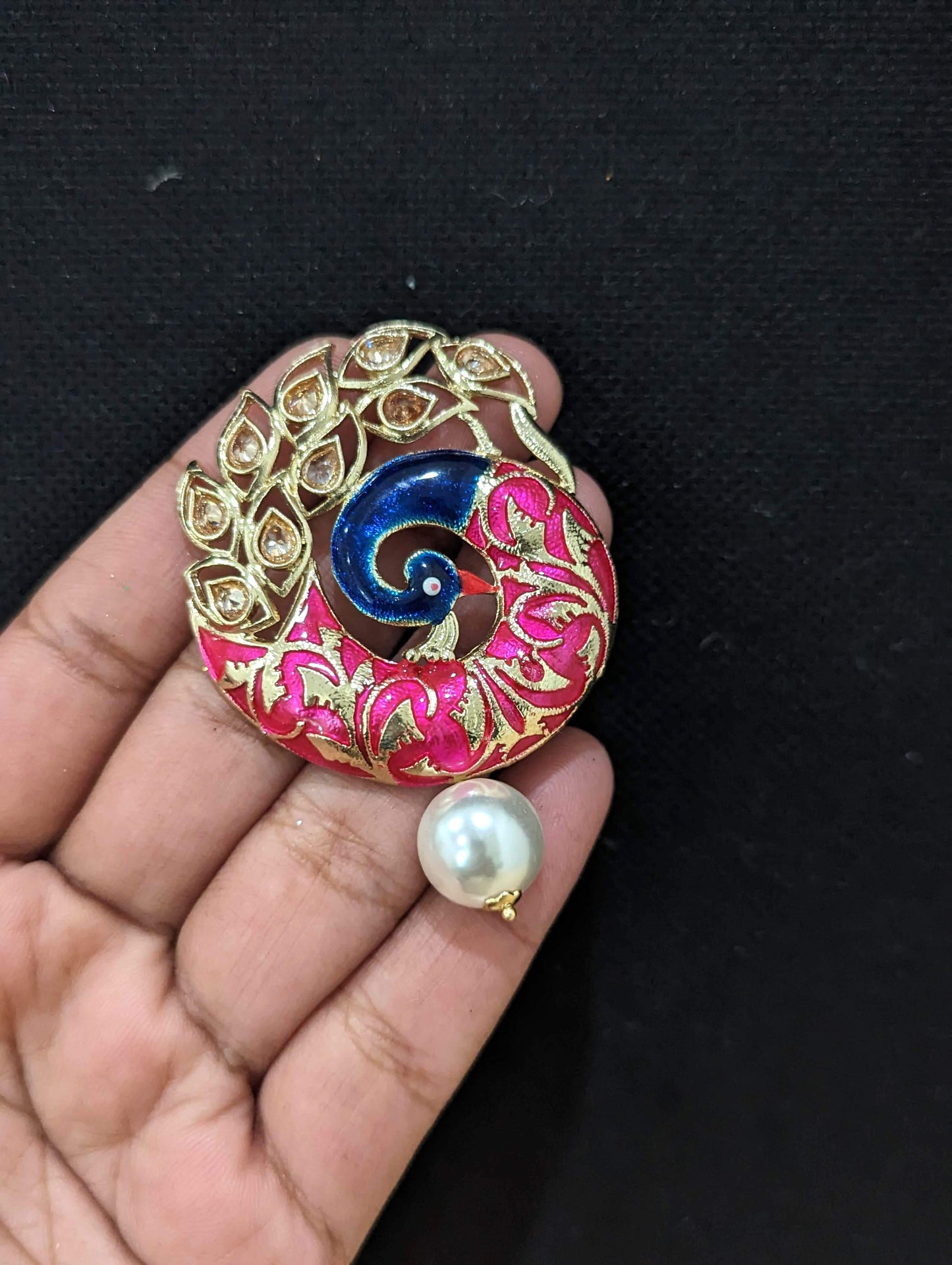 Enamel large peacock stud earrings - Simpliful