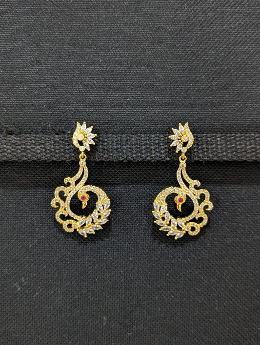 One gram gold plated Peacock CZ earrings