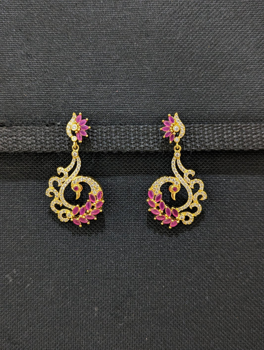 One gram gold plated Peacock CZ earrings