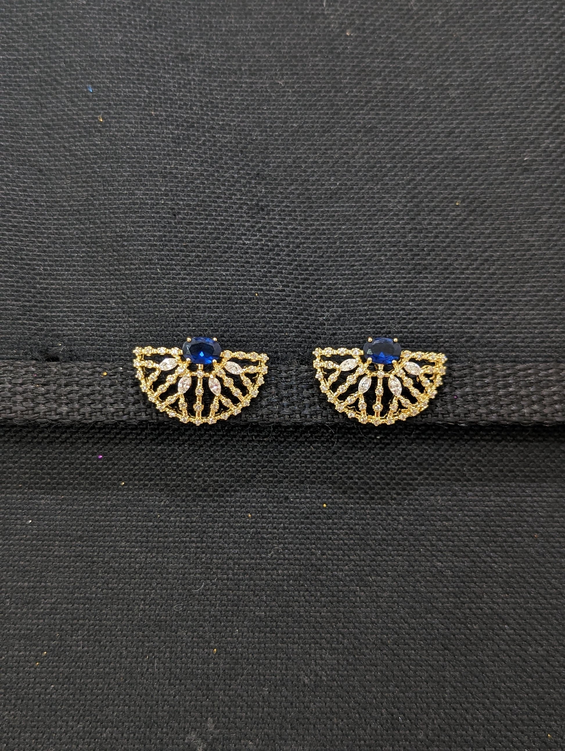 Semi circle oval stone CZ earrings - Simpliful