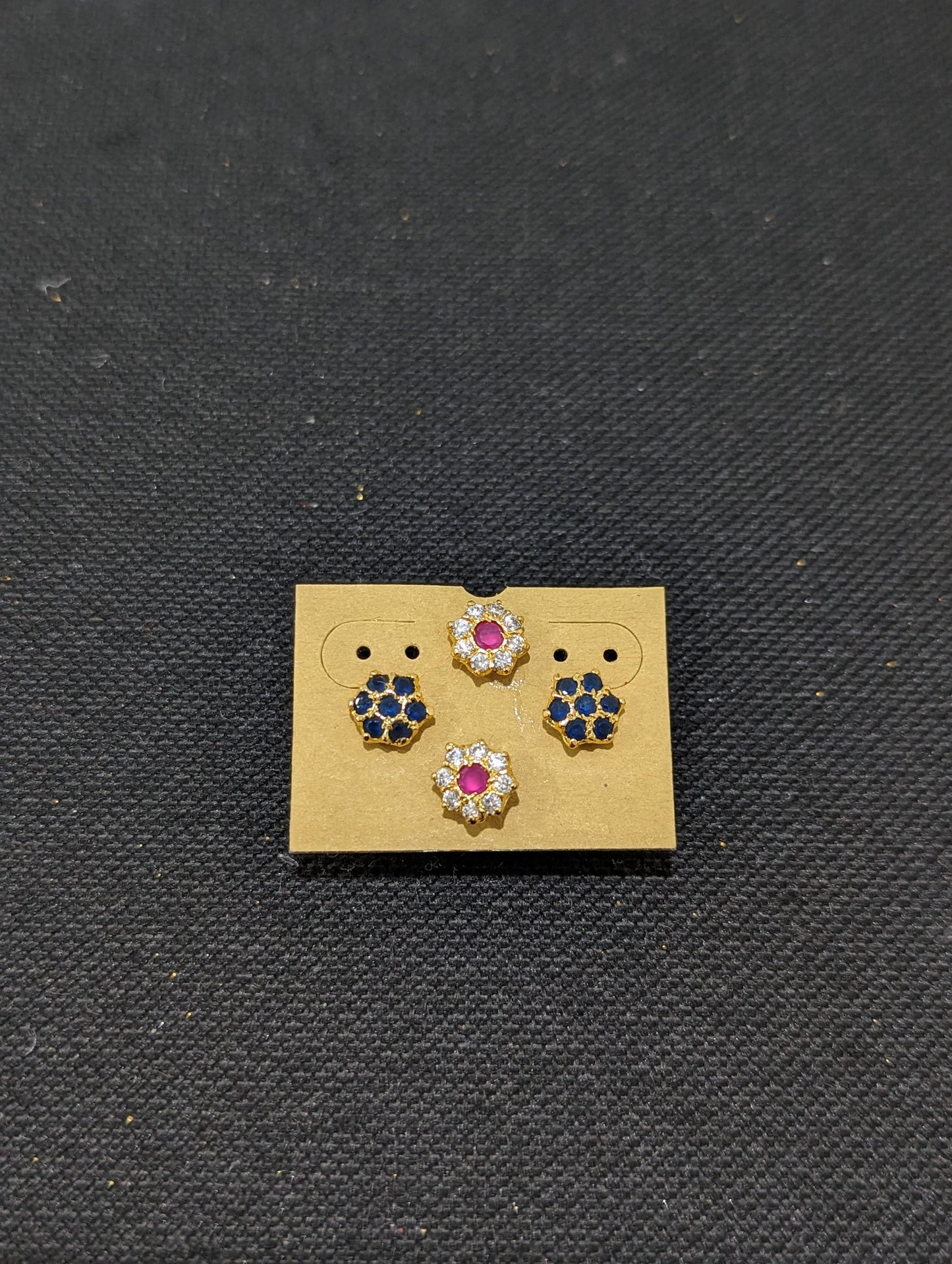 Tiny CZ stone Stud earrings - Set of 2 pairs