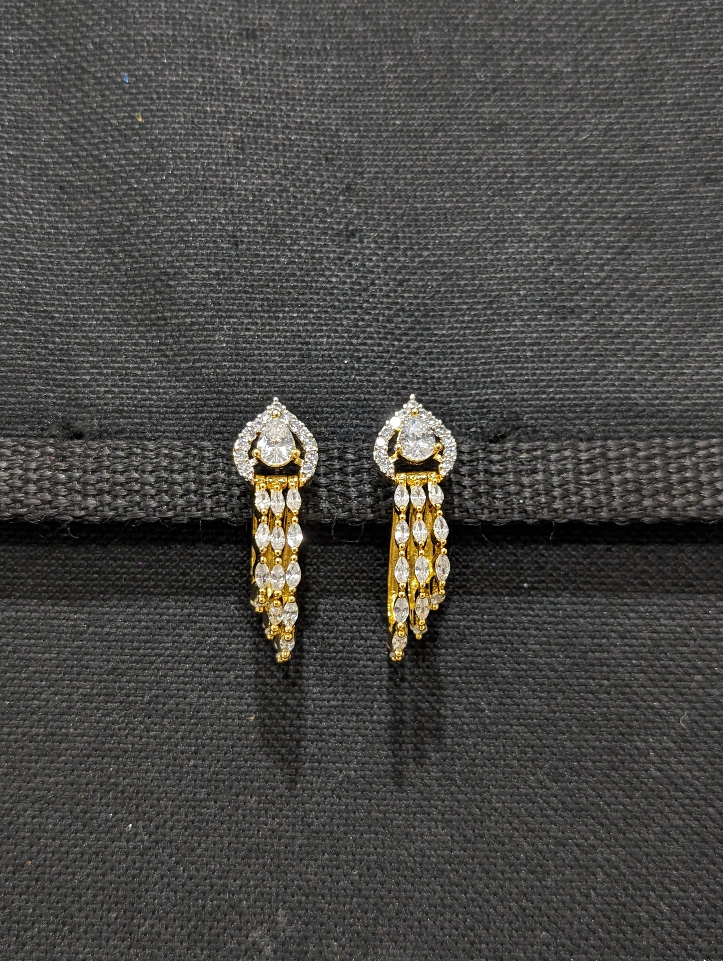Trendy oval design CZ Dangle Earrings