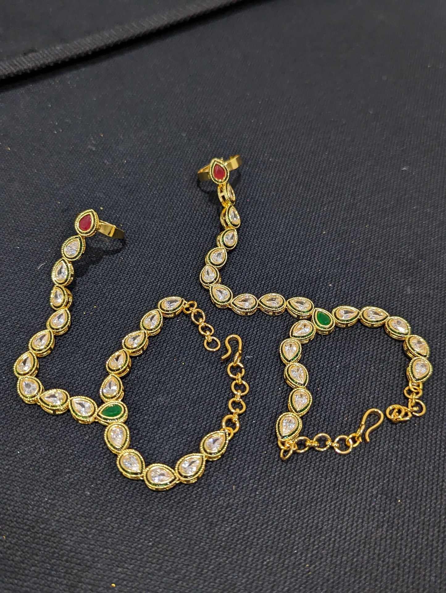 Polki Haath Phool / Bracelet Ring Combo / Ring Chain Bracelet / Indian Wedding Jewelry - D1