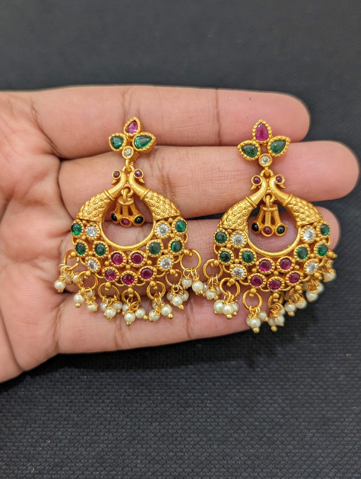 Orange gold Adigai Choker Necklace and Earrings set