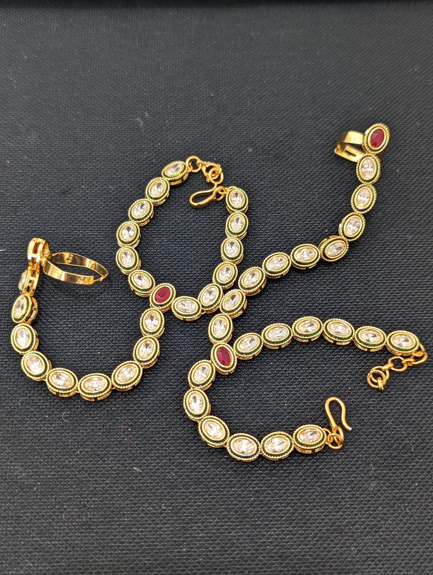 Polki Haath Phool / Bracelet Ring Combo / Ring Chain Bracelet / Indian Wedding Jewelry - D3