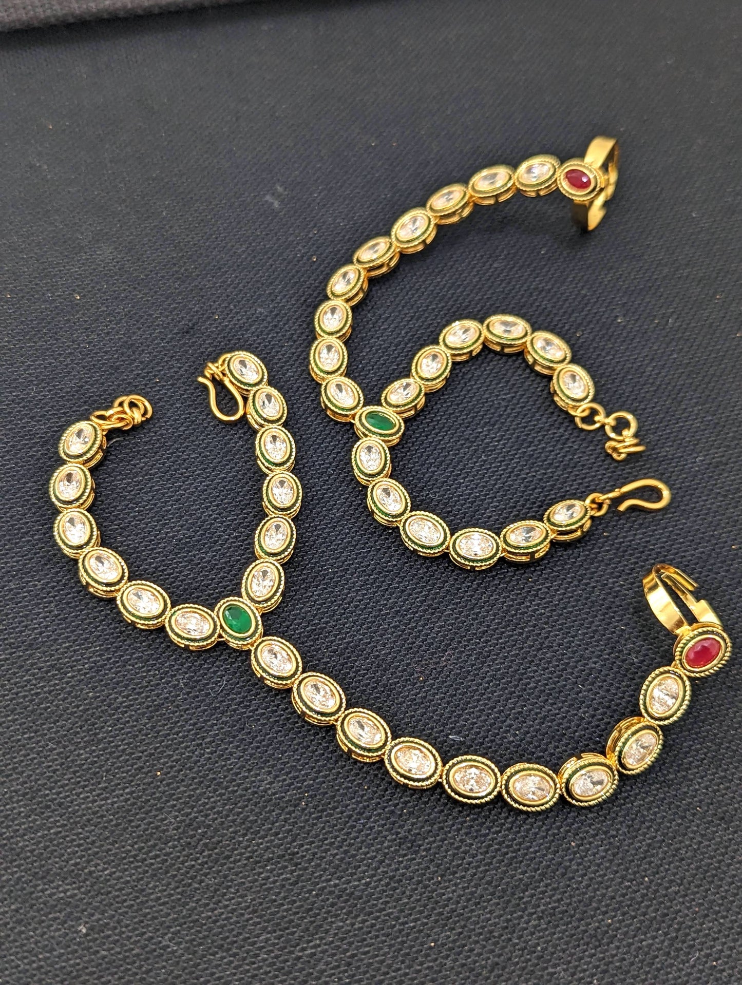 Polki Haath Phool / Bracelet Ring Combo / Ring Chain Bracelet / Indian Wedding Jewelry - D3