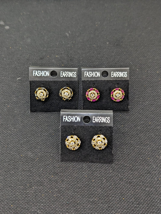 3 pairs for $12.5 - Small CZ Stud Earrings