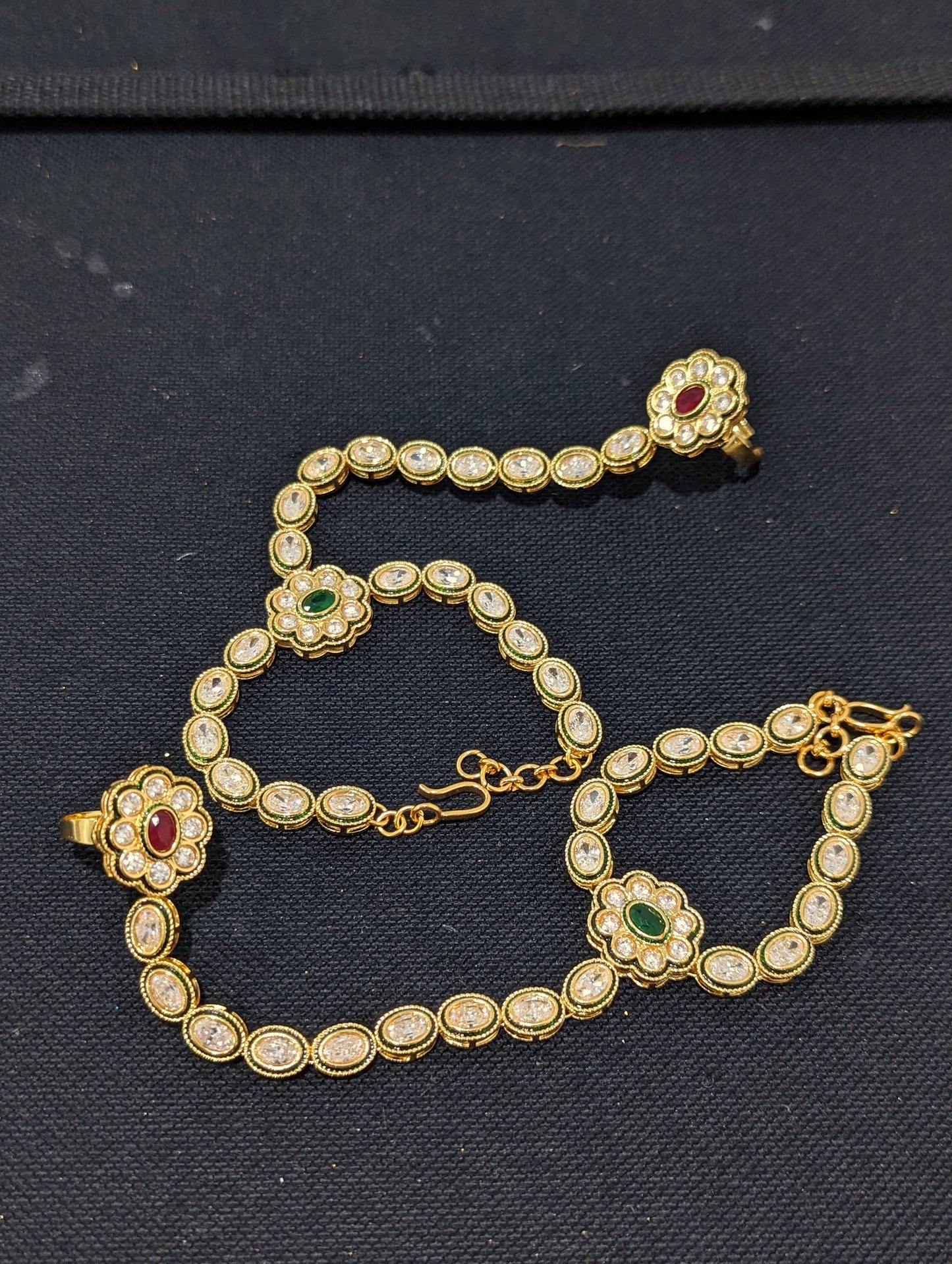 Polki Haath Phool / Bracelet Ring Combo / Ring Chain Bracelet / Indian Wedding Jewelry - D4