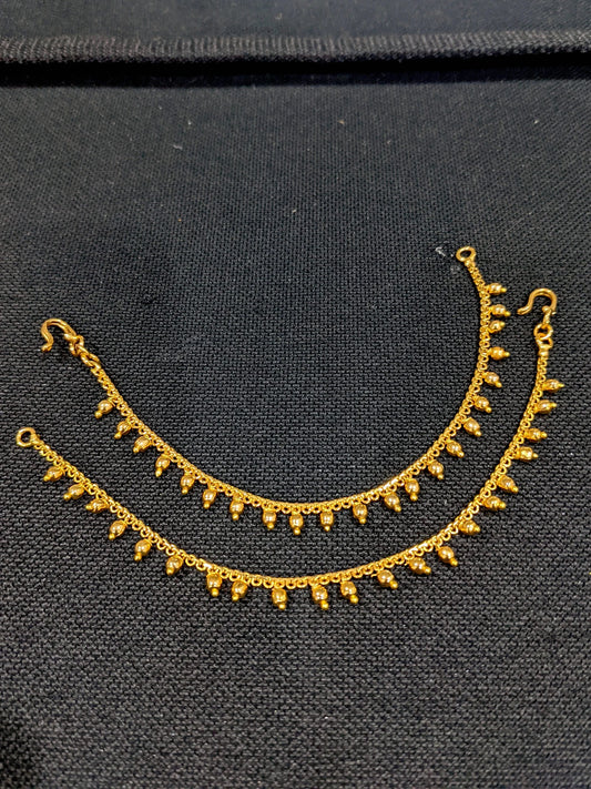 Gold bead dangle Single layer Earrings chain / Maatal / Kaan Chain