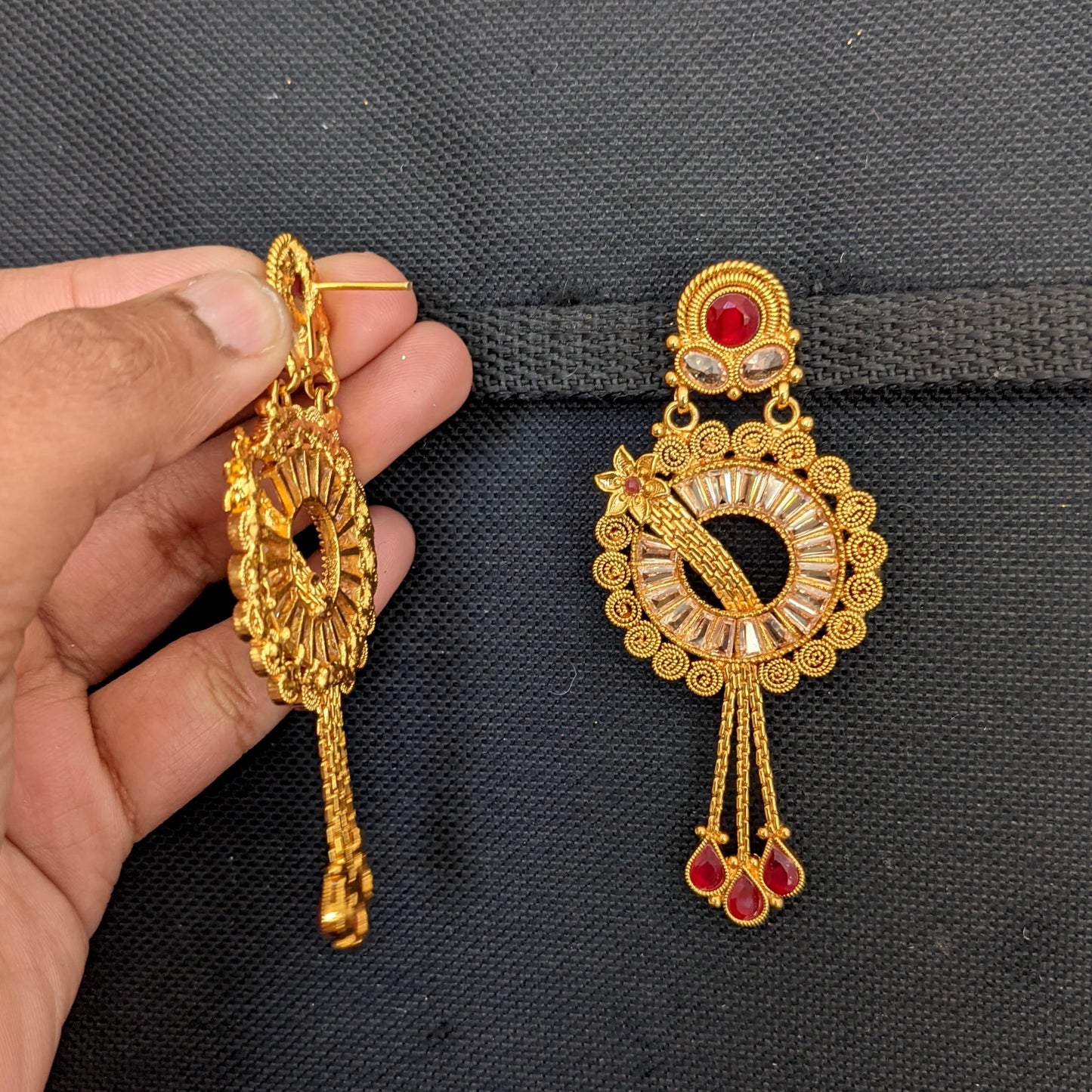 Chakri design stylish Gold plated Polki Earrings
