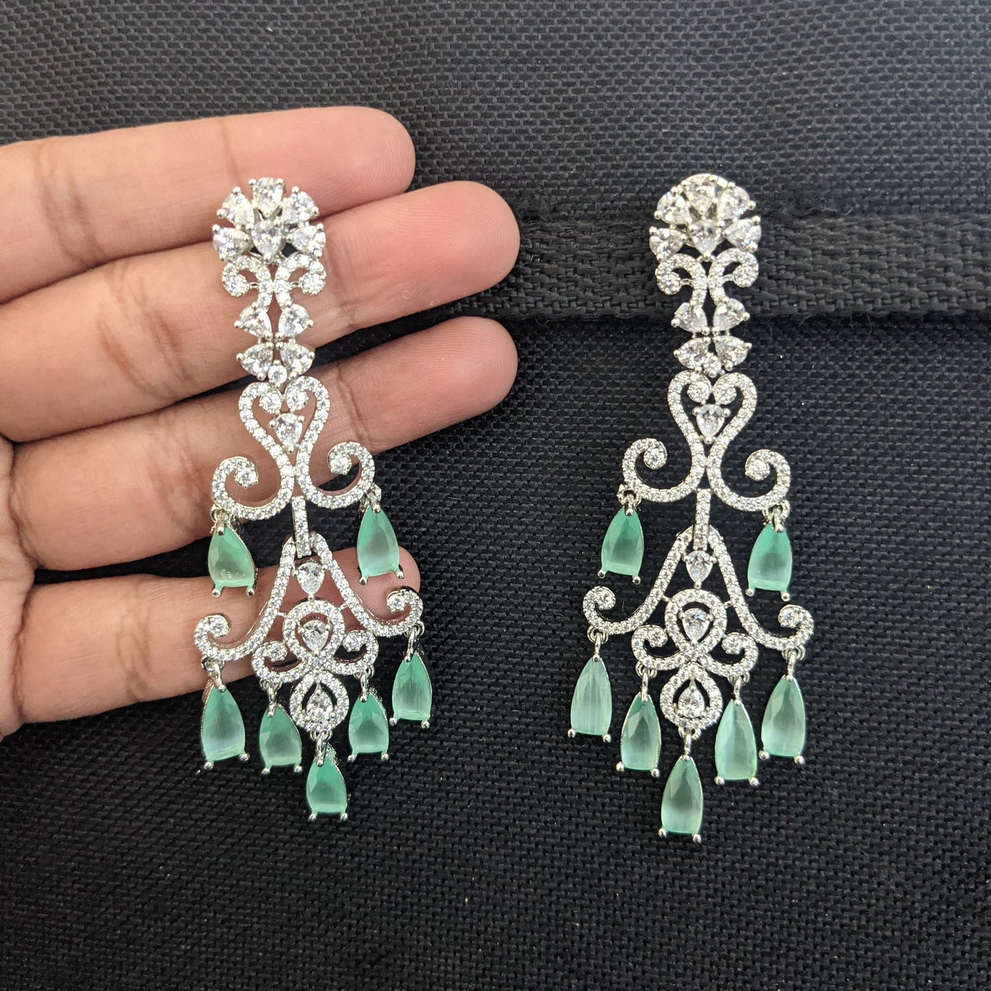 Grand CZ stone Designer Dangle earrings