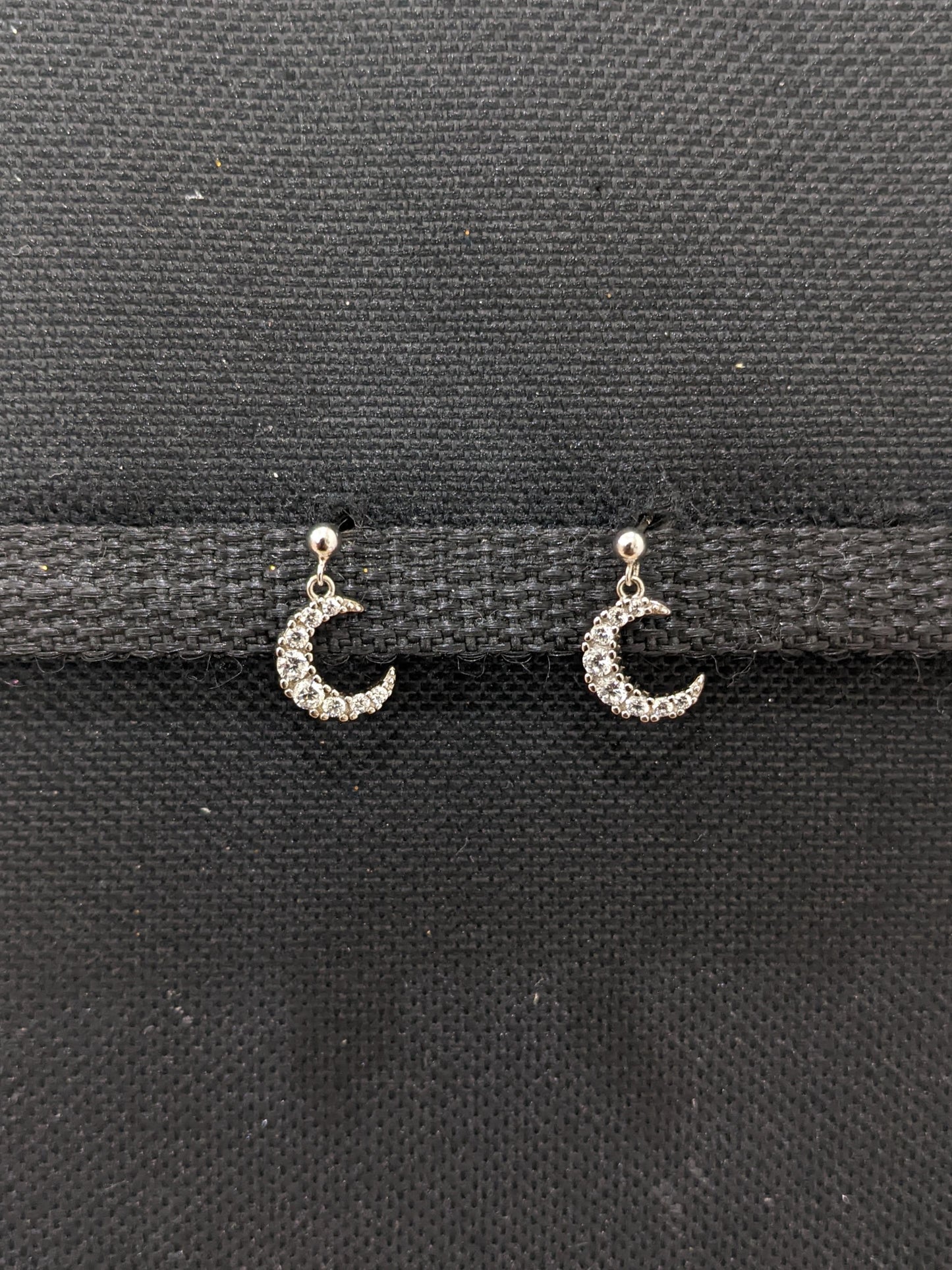 Sterling silver Moon design CZ Earrings