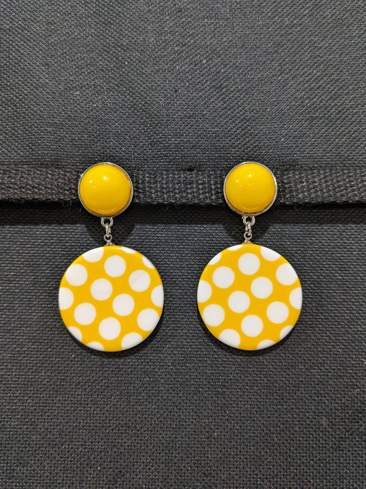 Polka dot colorful circle plastic earring - Simpliful