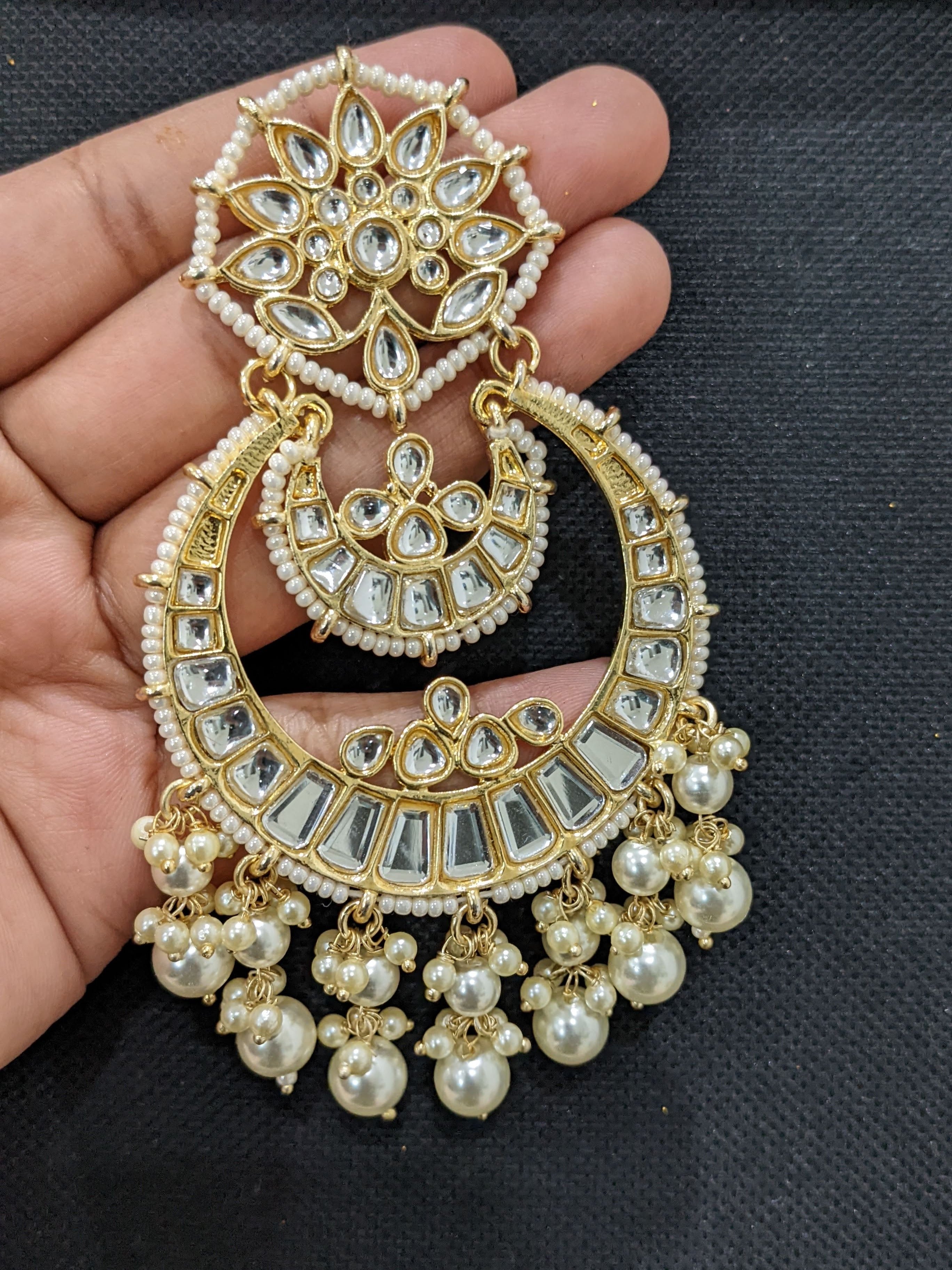 Diamond Jhumka ,Pure Silver Jewellery Indian ,Chandbali Earrings,Big I –  Nihira