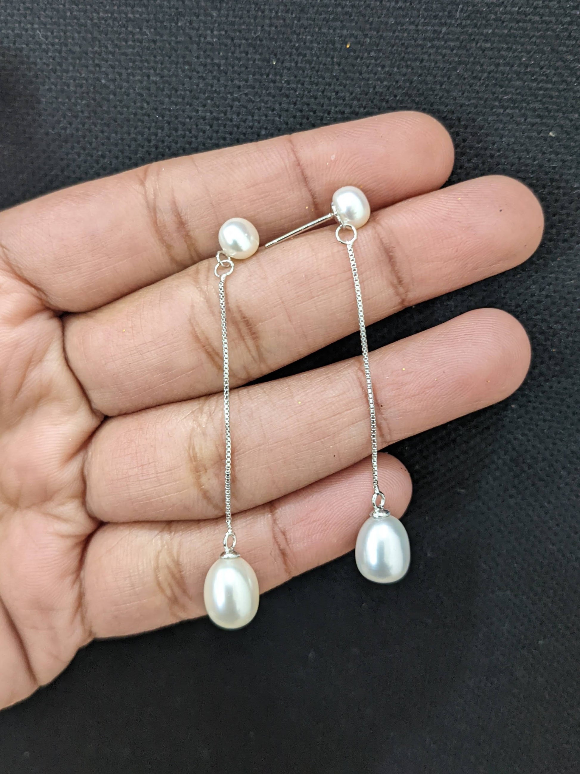 Natural Pearl Long Chain dangle earrings – Simpliful Jewelry