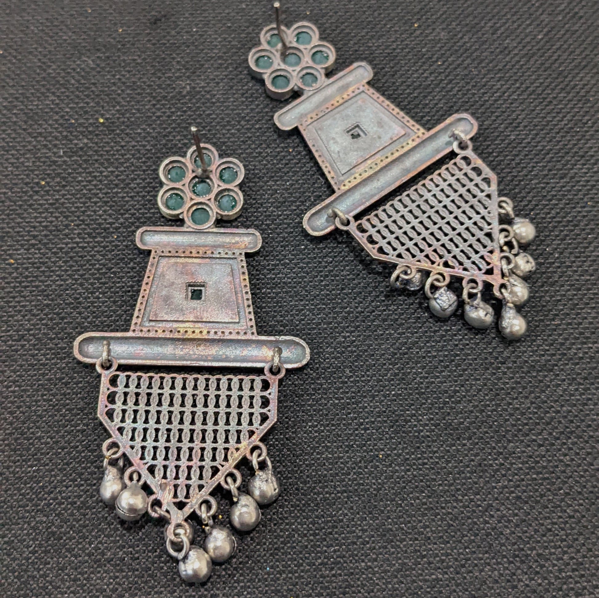 Geometric shape German silver Designer Earrings - Simpliful