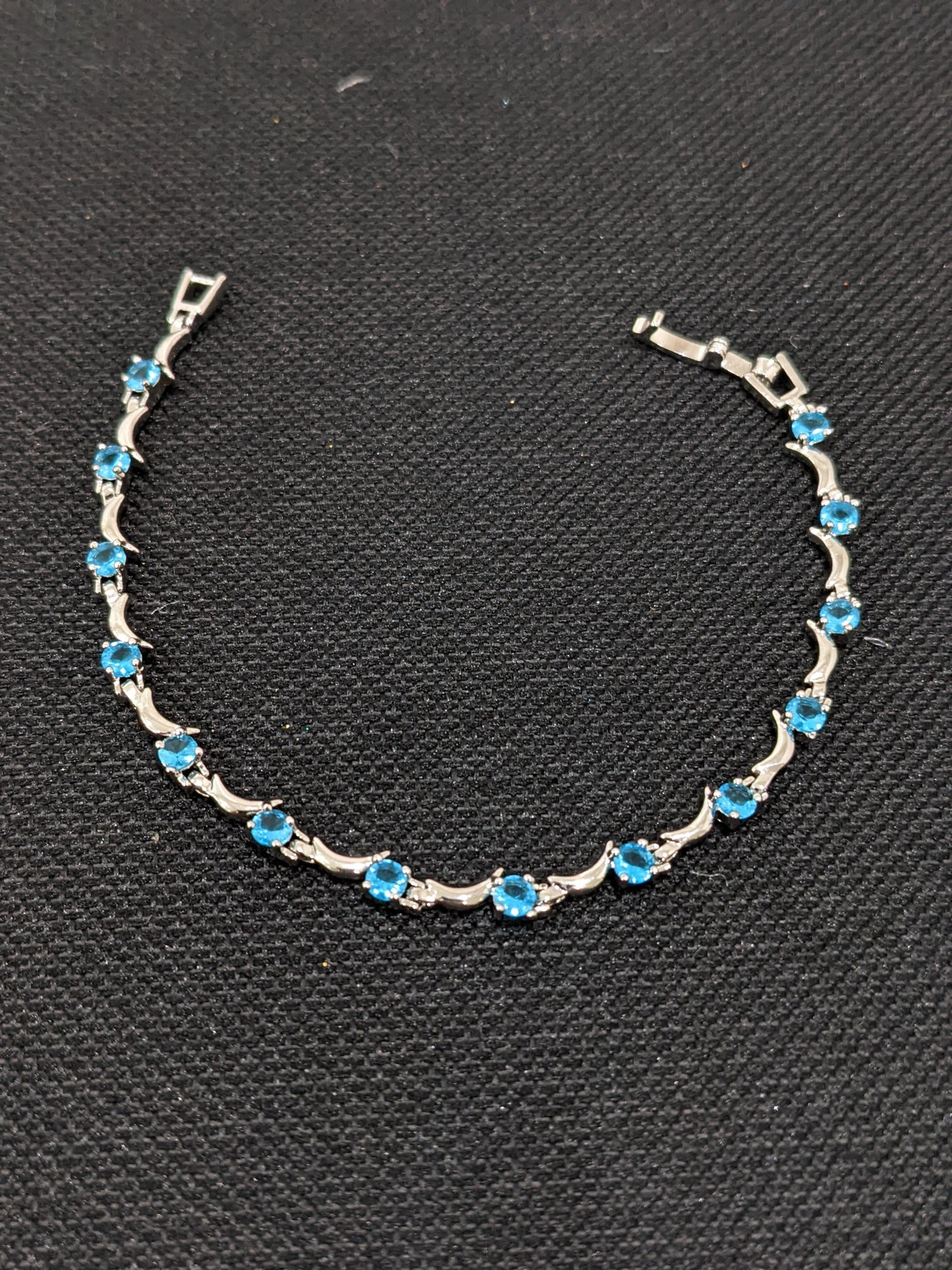 Crescent design sky blue CZ stone Bracelet - Simpliful