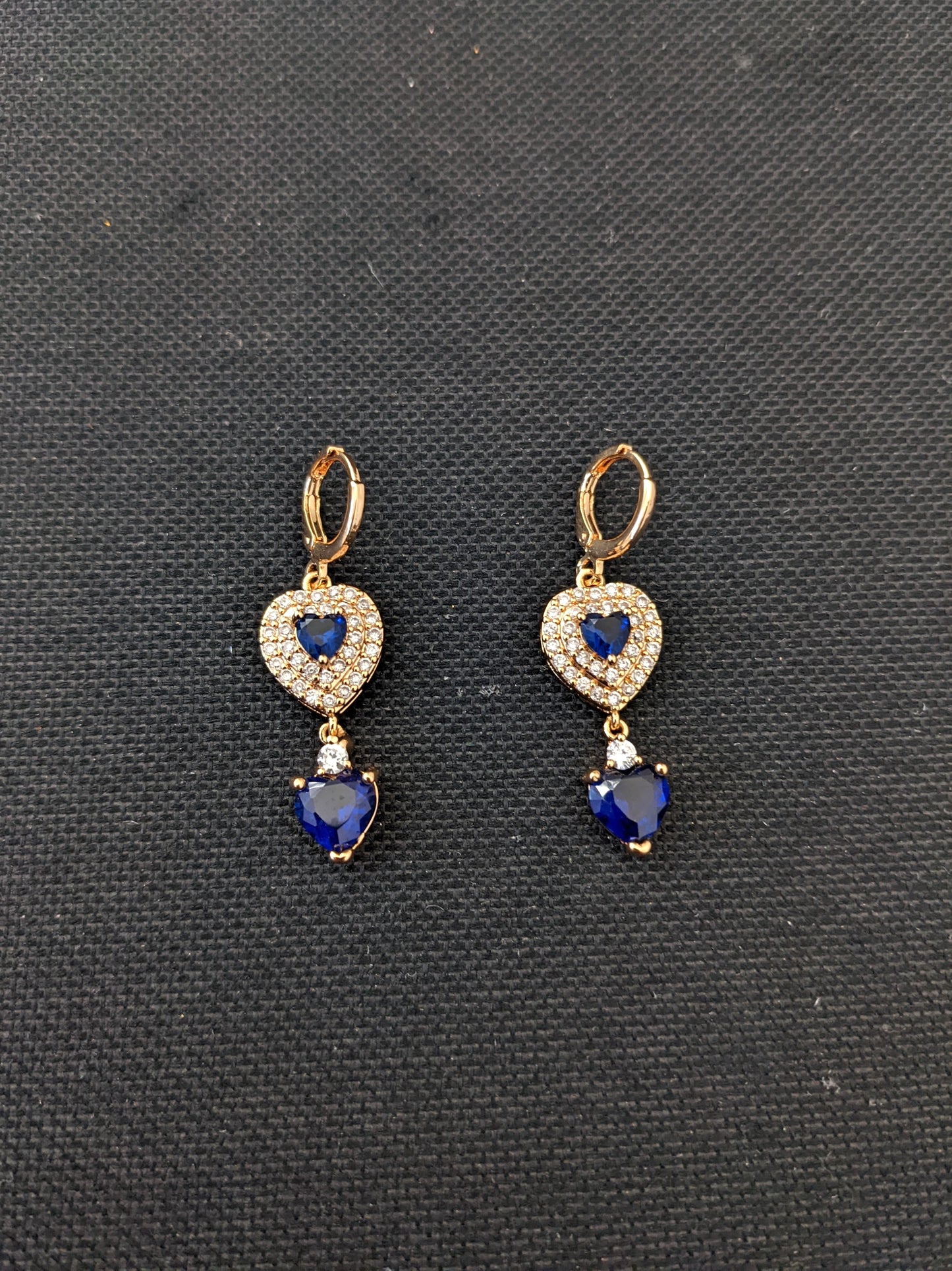 Multiple heart design CZ stone ring style drop earrings