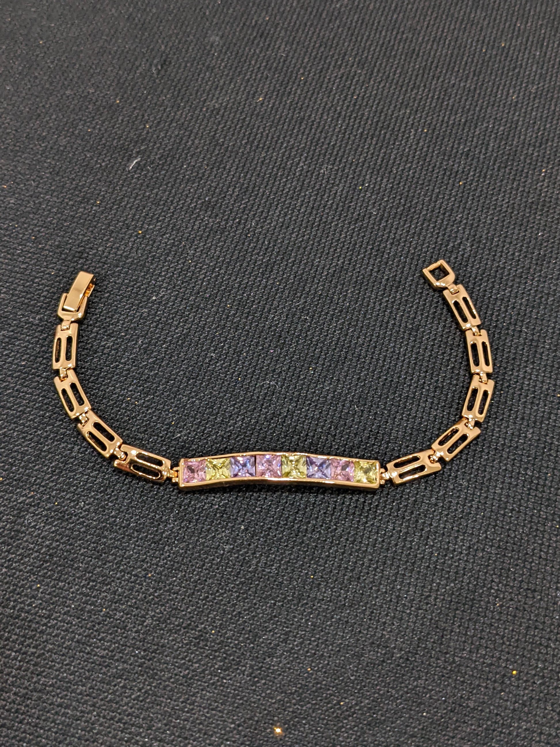 Multi color Cz stone gold finish Bracelet - Simpliful