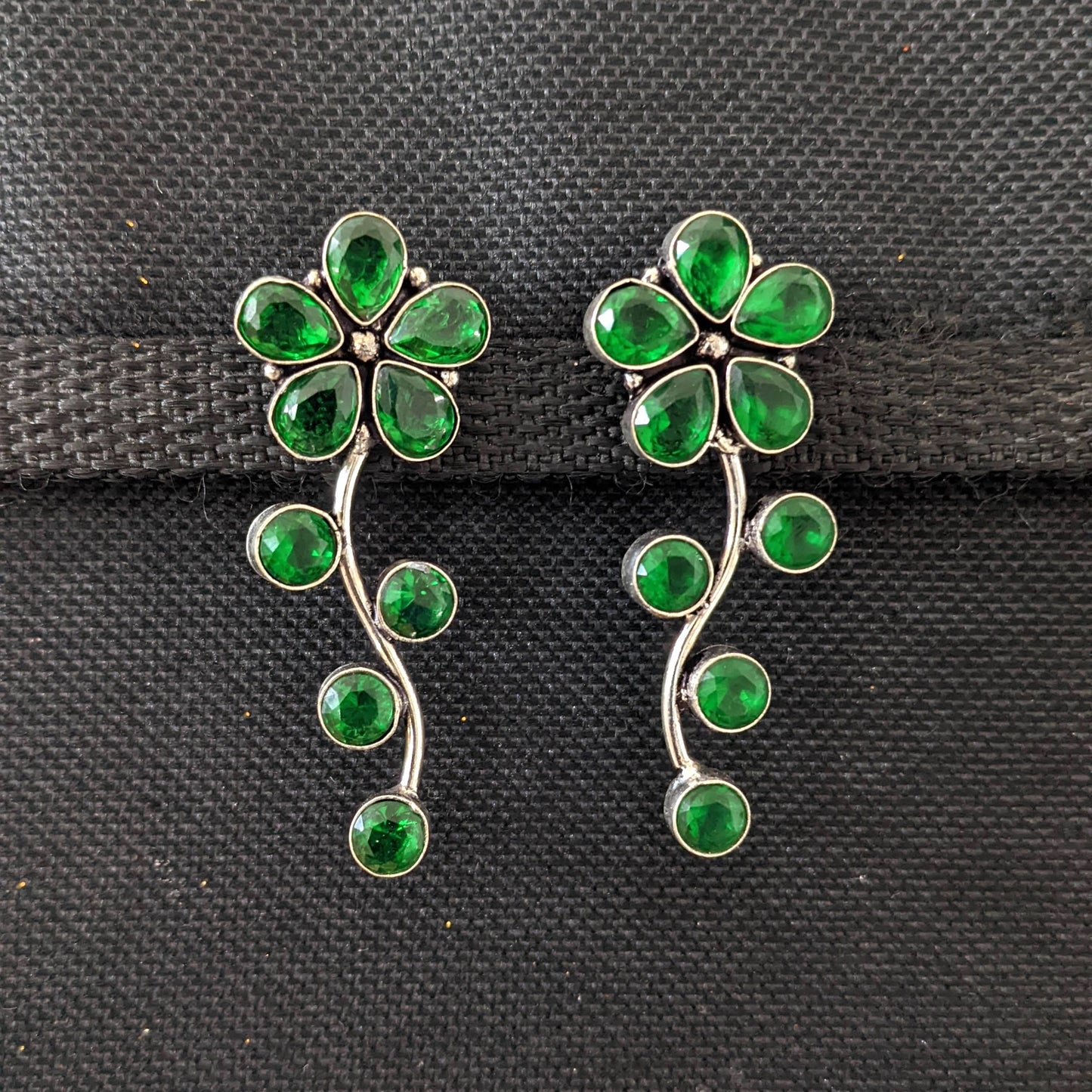 CZ stone embedded silver plated earrings
