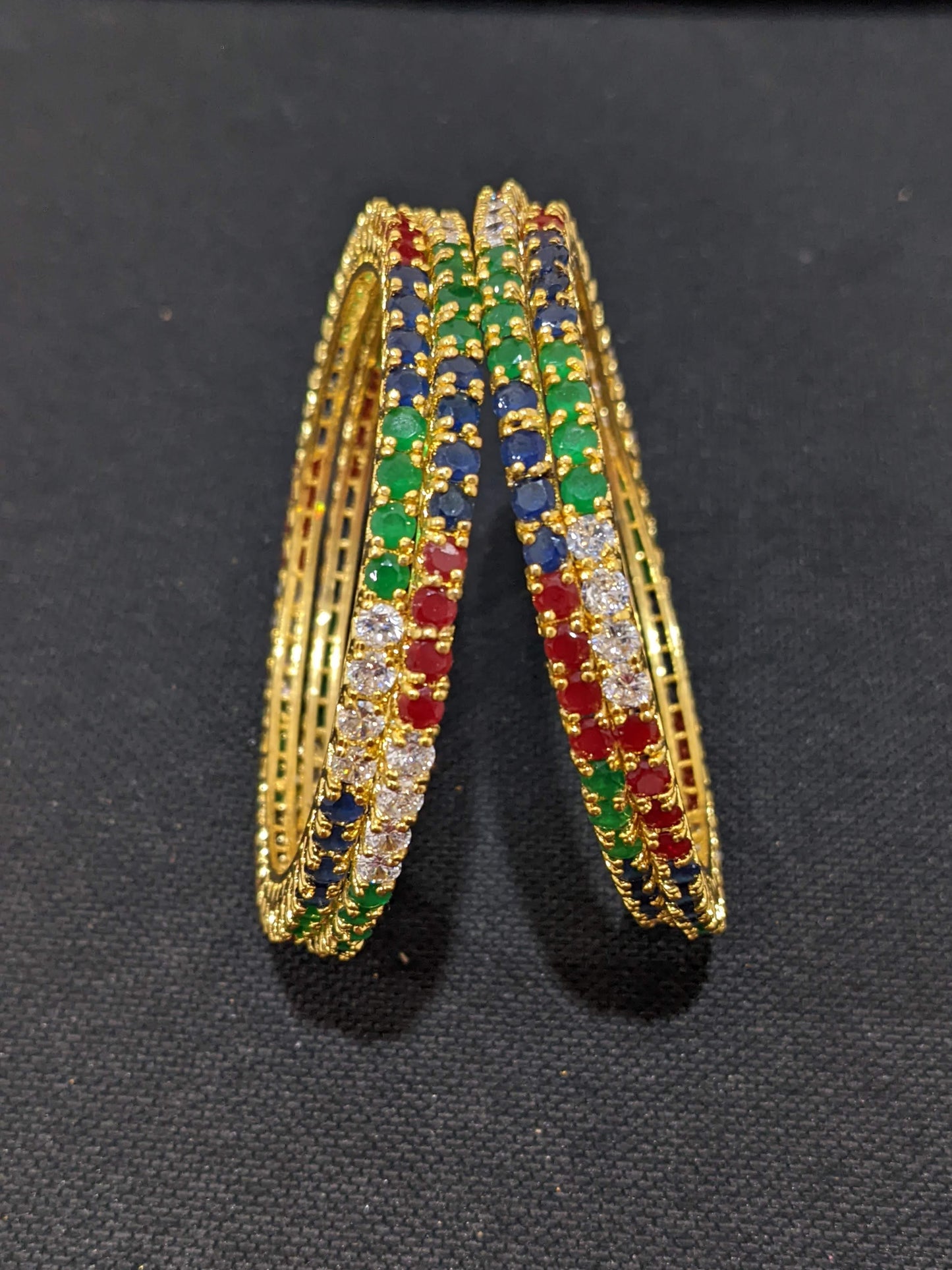 Multi color CZ stone One gram gold bangles - Set of 4