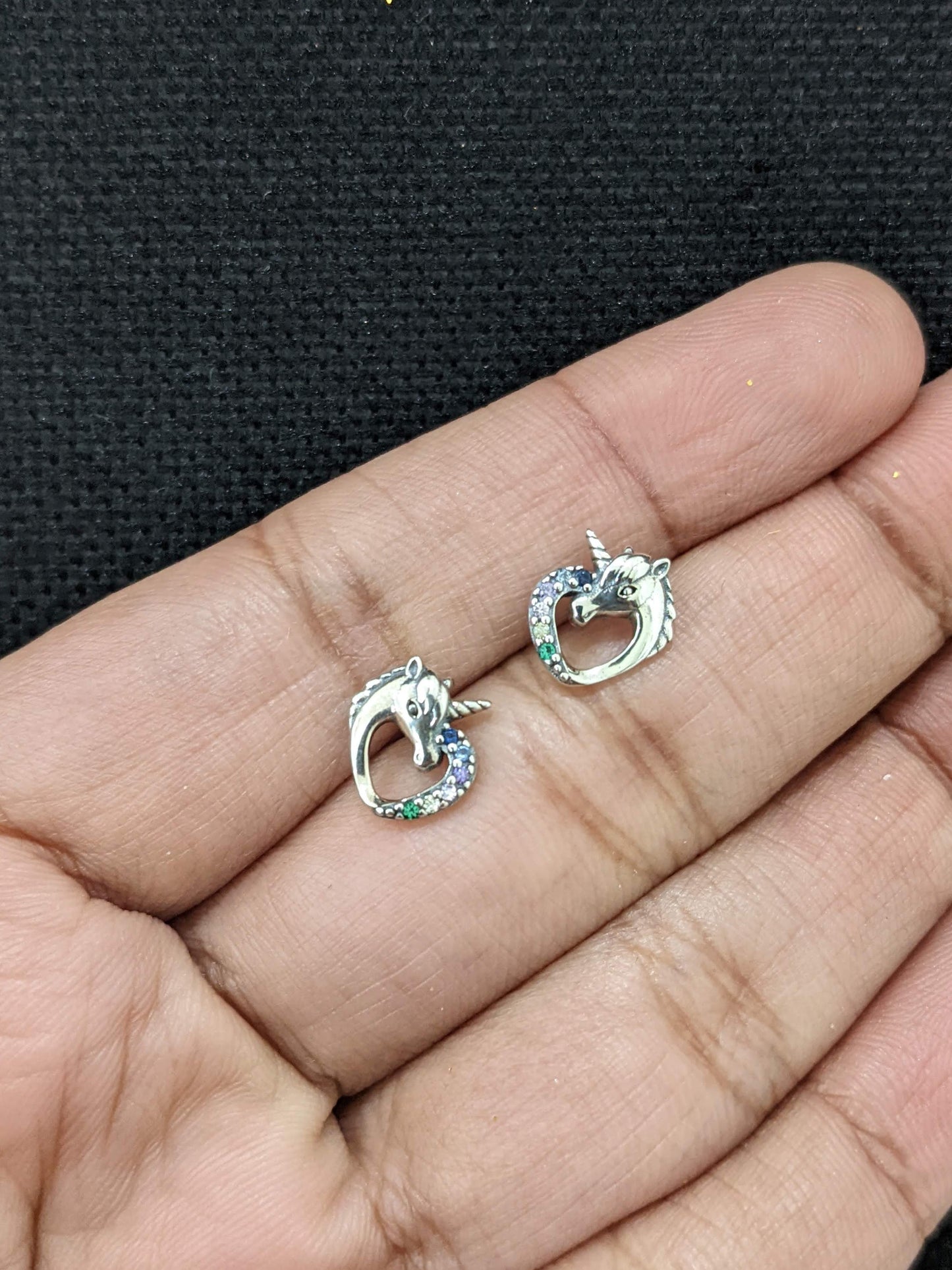 Unicorn design Sterling silver Tiny Earrings