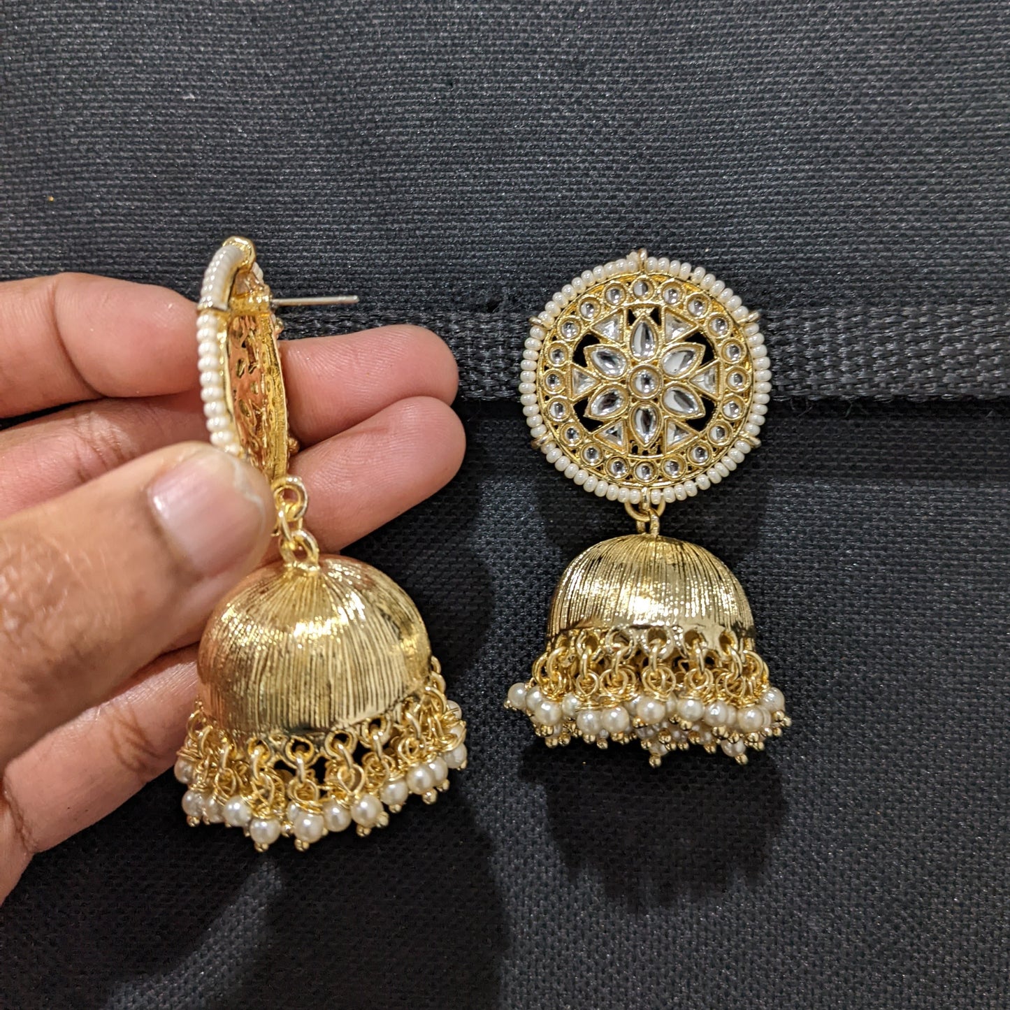 Large Jhumka / Indian Earrings / Kundan Earrings