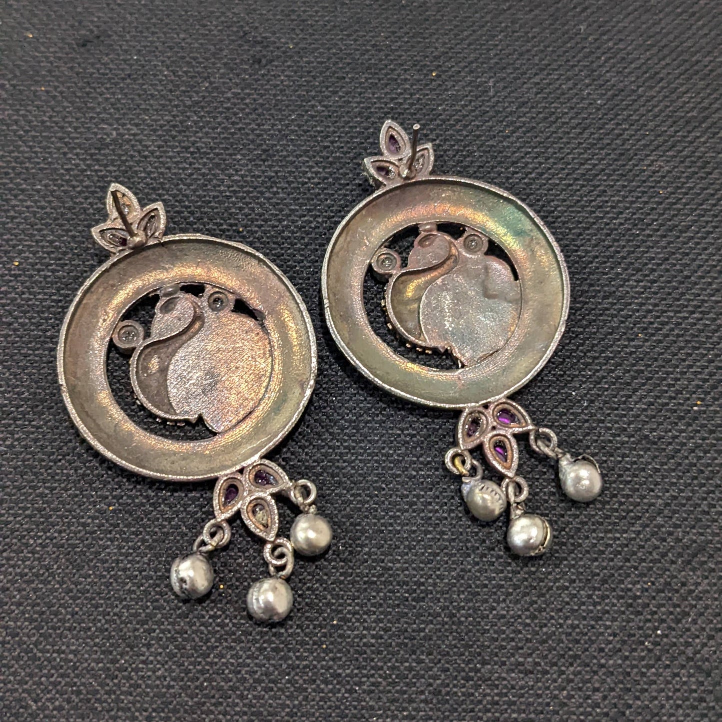Peacock design Dual Tone German Silver Earrings