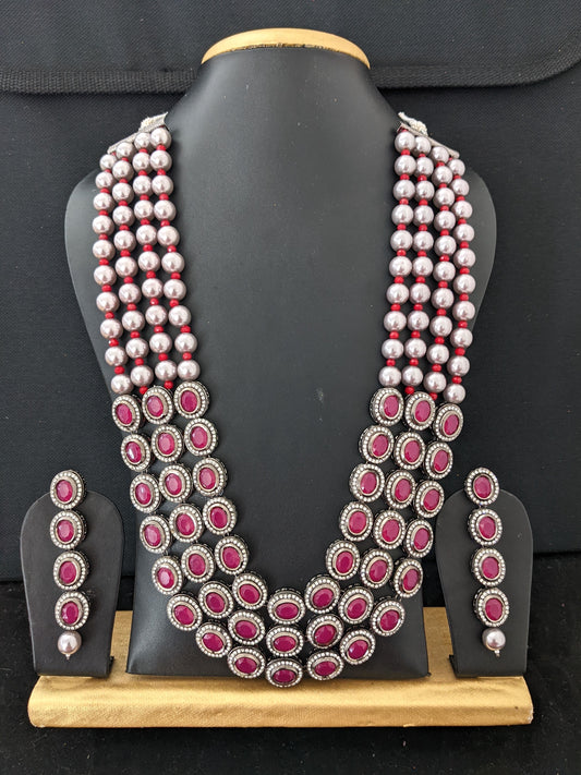 Bollywood celebrity design Long Chain Necklace and Earrings set